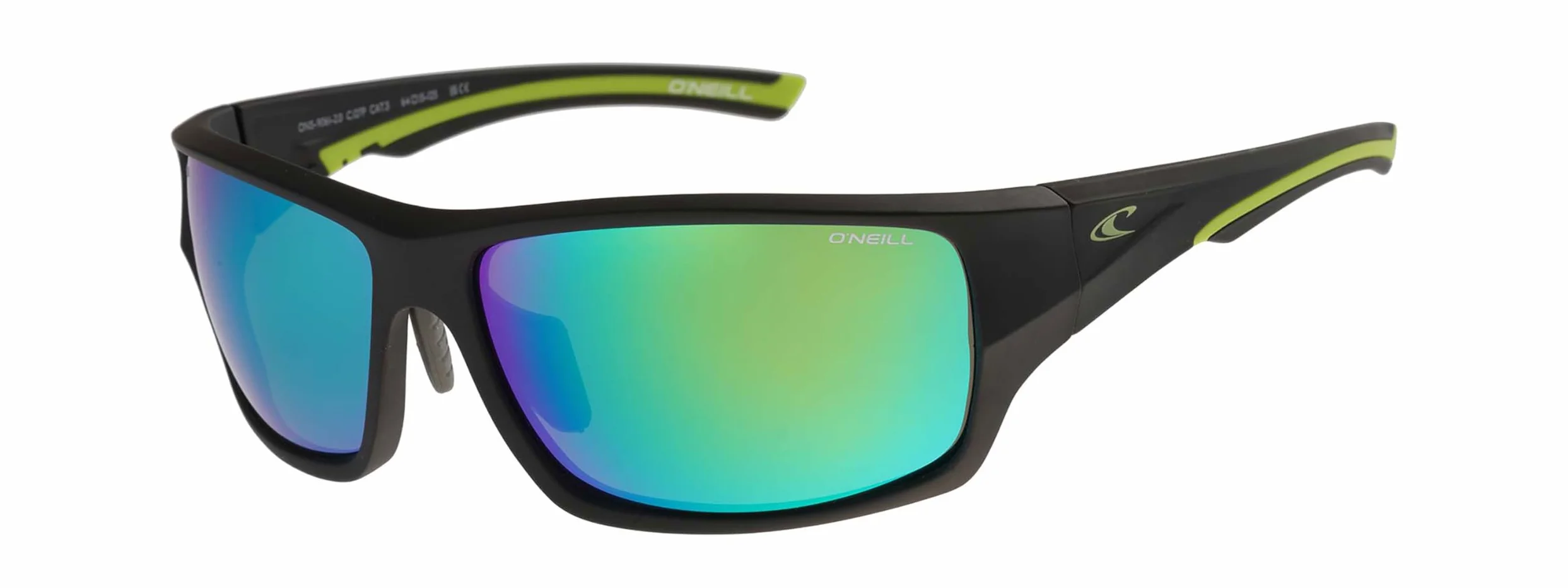 Oneill ONS-9061-20 - Gafas de sol para hombre, 127P, color negro mate con lentes de espejo polarizados verdes, Black