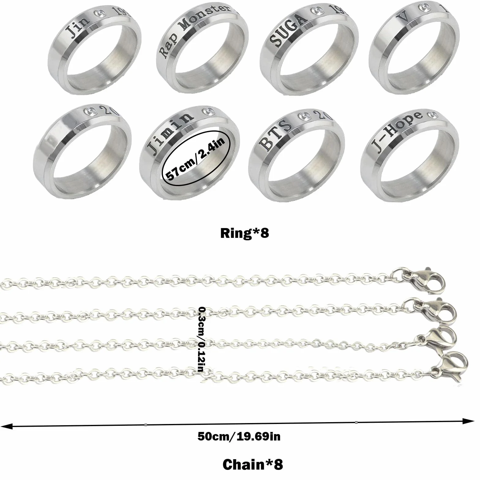 Bangtan S Anillo Collar 8 Piezas Kpop Joyería Regalos Fiestas Cumpleaños Niños Niñas Army