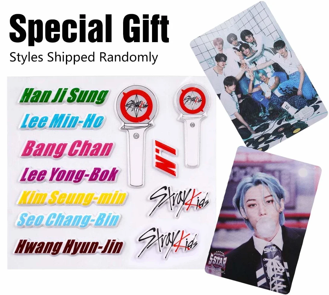 Stray Kids SKZ Pins Set 9 Piezas con Photocard y Pegatina 3D Kpop Fan Artículo