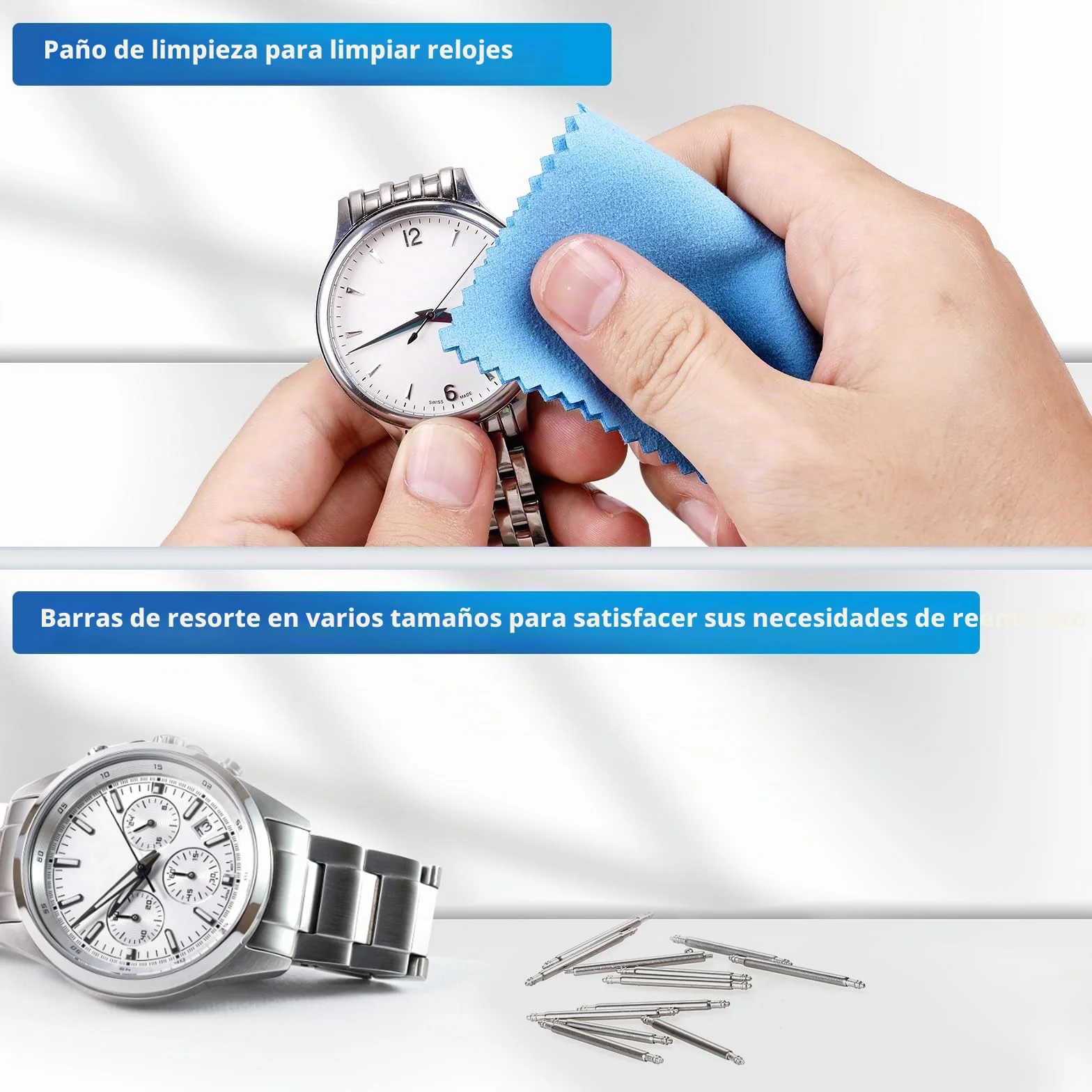 JOREST Kit Reparación Reloj, Herramienta Reemplazo Correa, 56 Piezas Barras Resorte 16-26mm