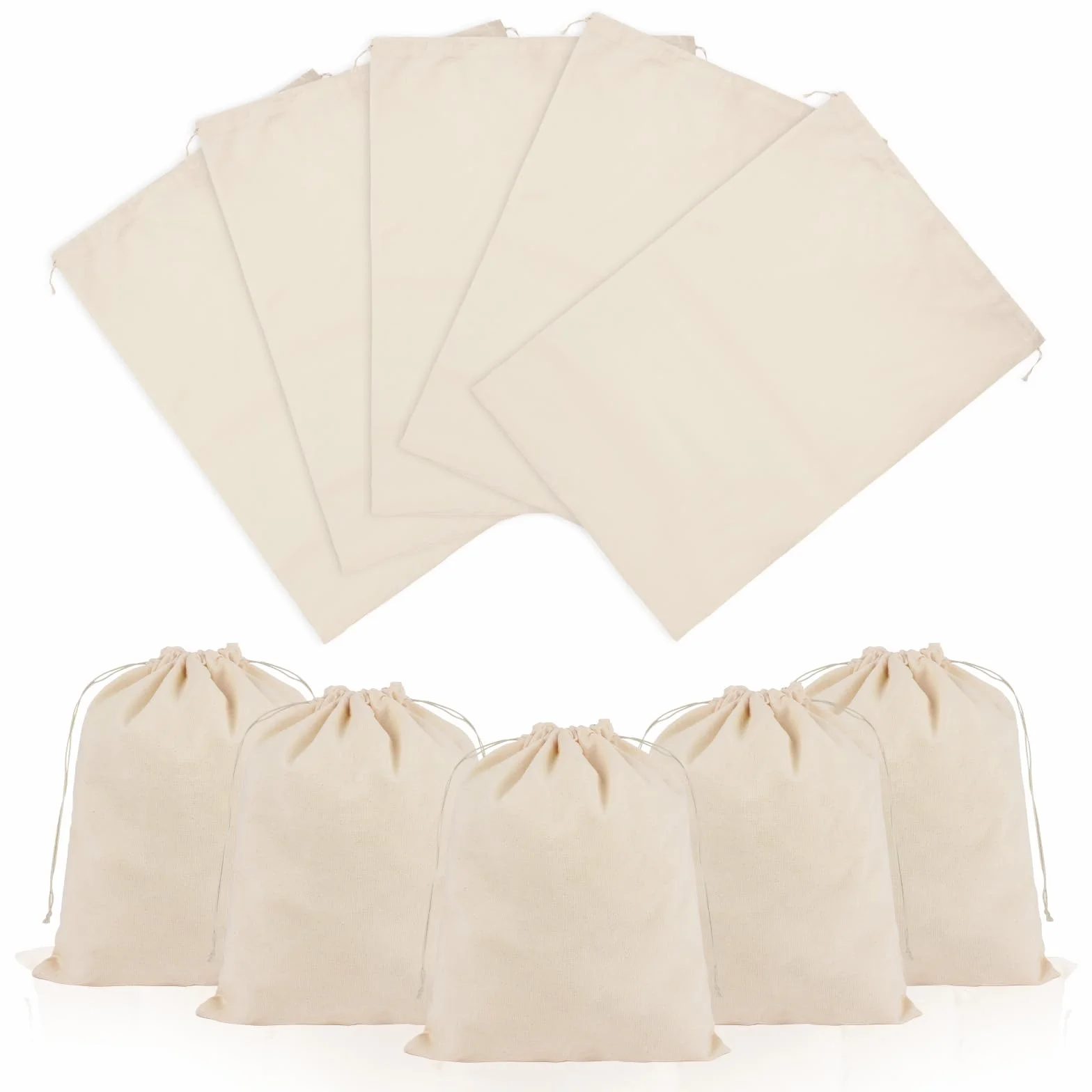 OFFCUP 10PCS 25x30cm Bolsas de Algodón, Bolsa con Cordón para Regalo, Bolsitas de Tela Reutilizable Pequeñas Para Regalos de Bodas Fiestas Cosméticos Joyas Navidad Cumpleaños DIY