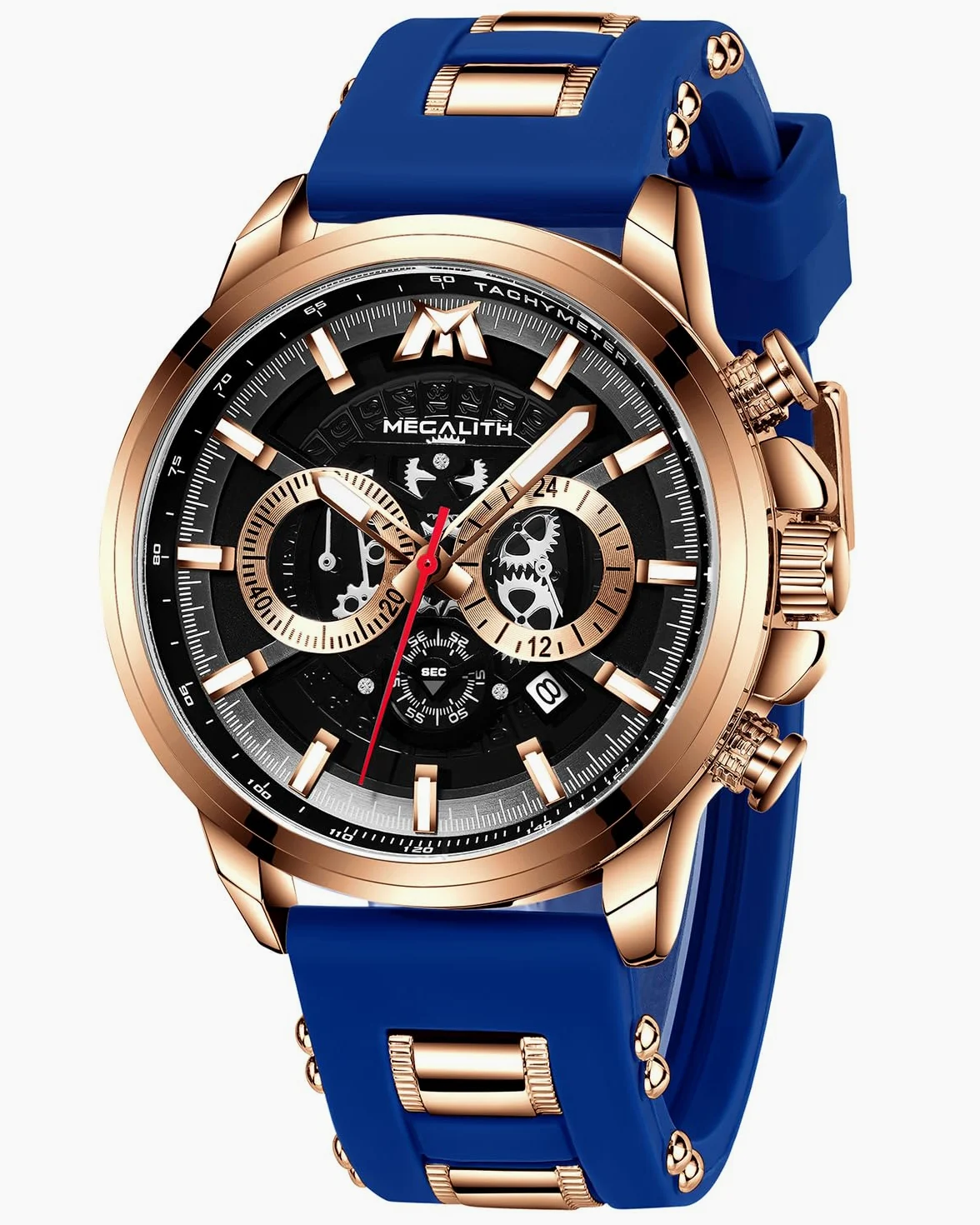 MEGALITH Reloj Hombre Grande Deportivo: Impermeable Analógico Cronografo Relojes con Fecha Luminosa - Regalo Aniversario Cumpleaños para Moda Hombres