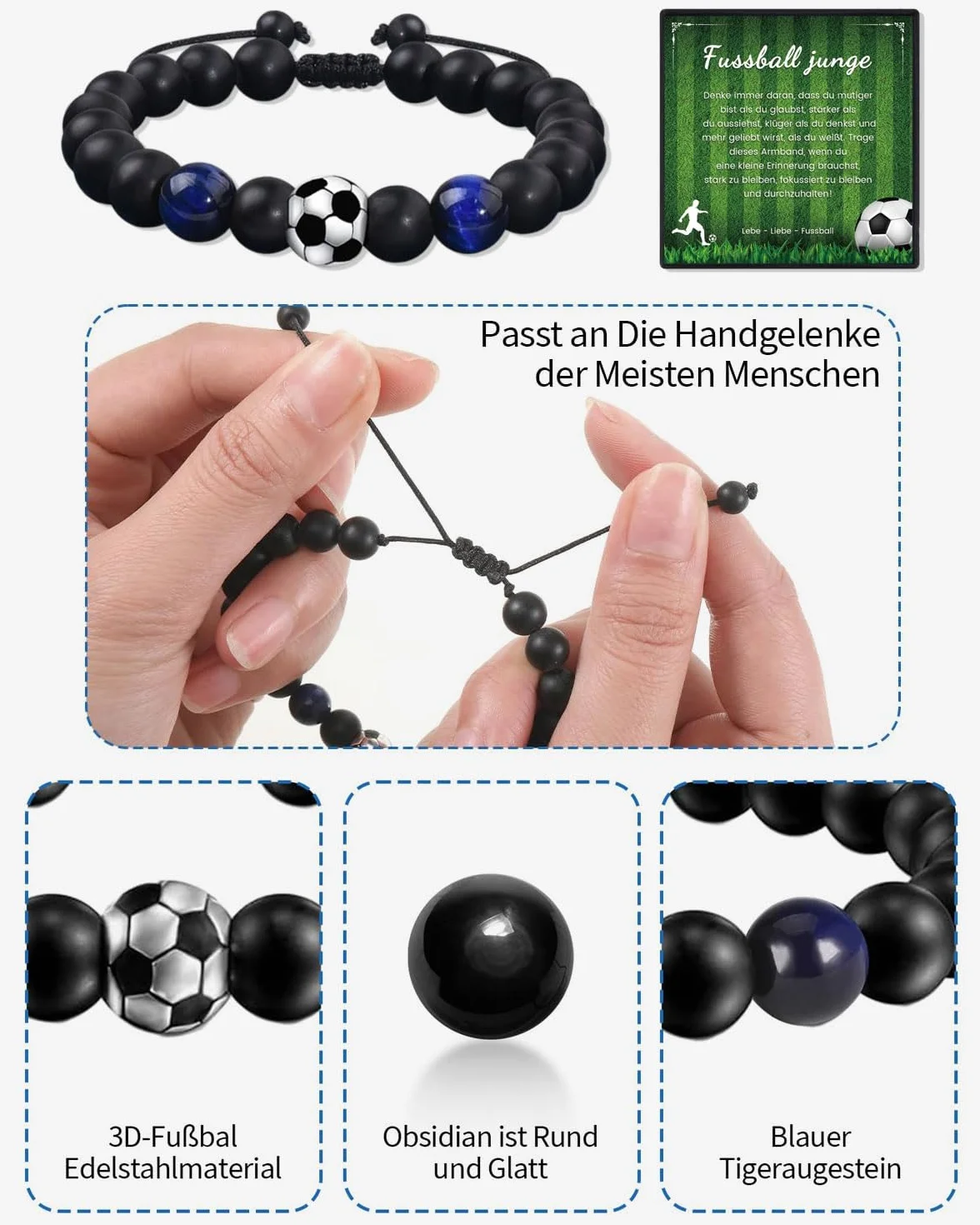 Pulsera de Fútbol para Niños 10-12 Años Regalo de Cumpleaños