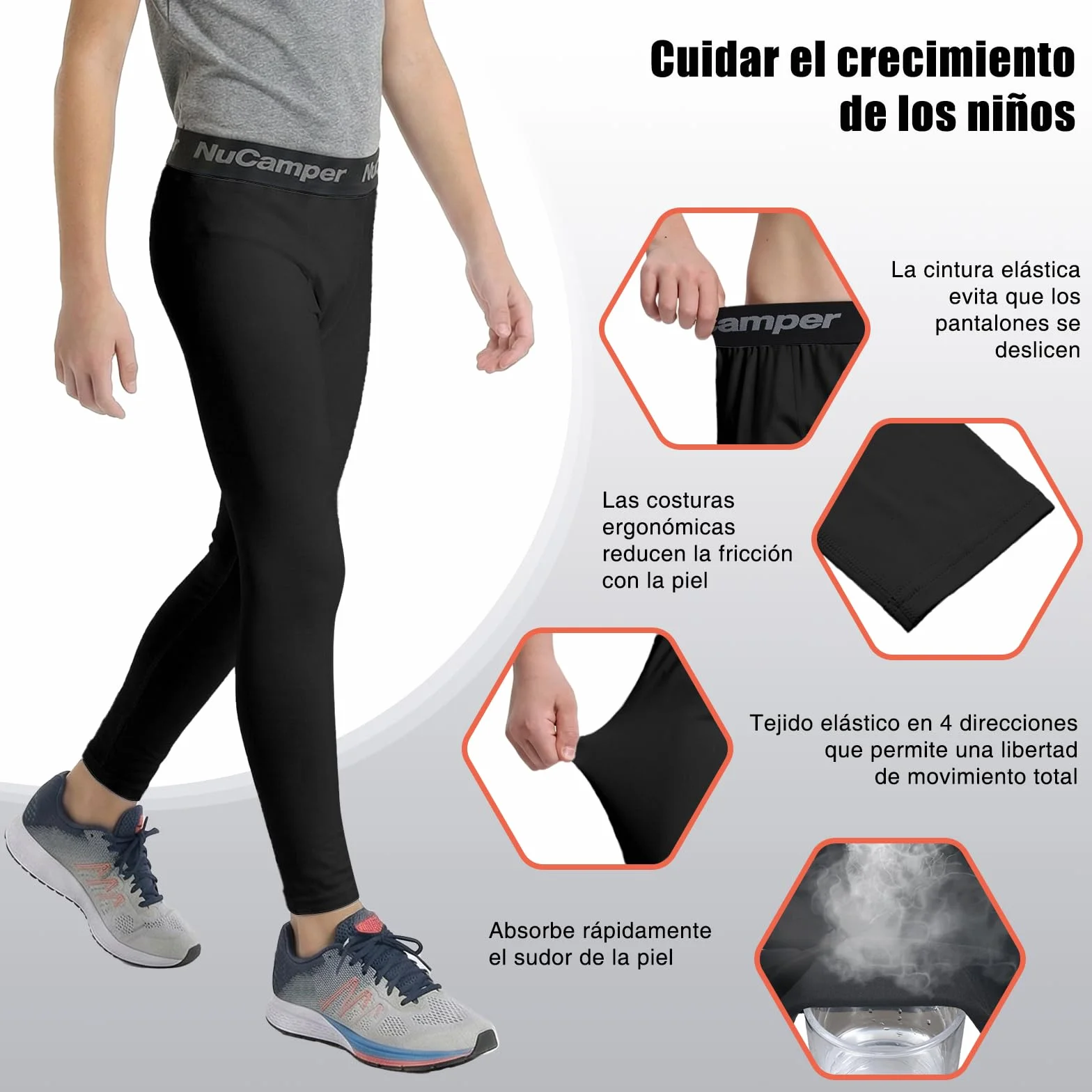 NuCamper Leggings Térmicos para Niños de Invierno, Pantalones de Compresión para Niños Tights Legging Mallas de Compresión de Secado Rápido Ropa Interior para Correr Fútbol Atlético y Baloncestom