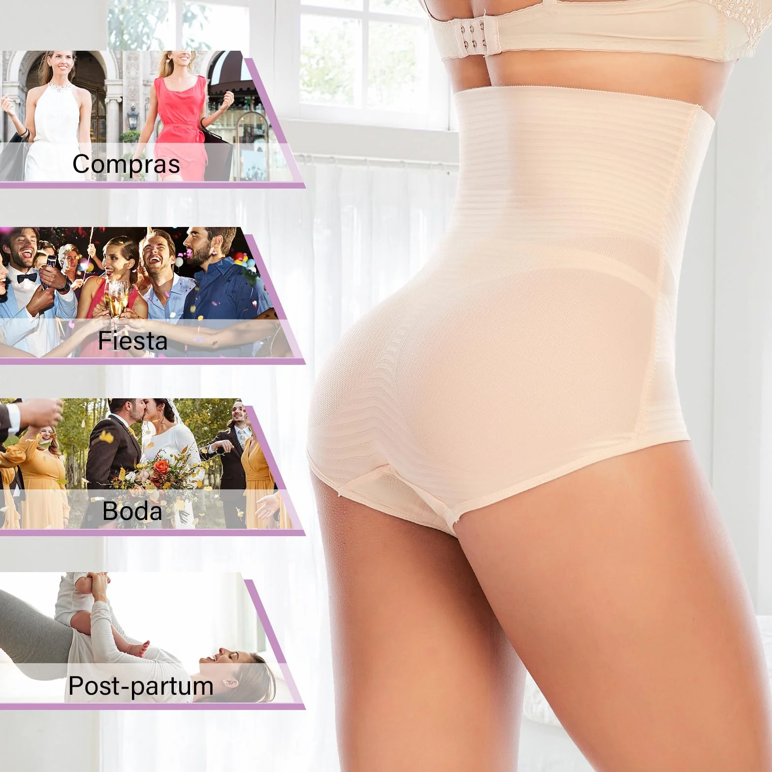 YARRCO Braga Faja Reductora Mujer Invisible Adelgazante Vientre Plano Cintura Alta Shapewear Control de Barriga sin Costuras