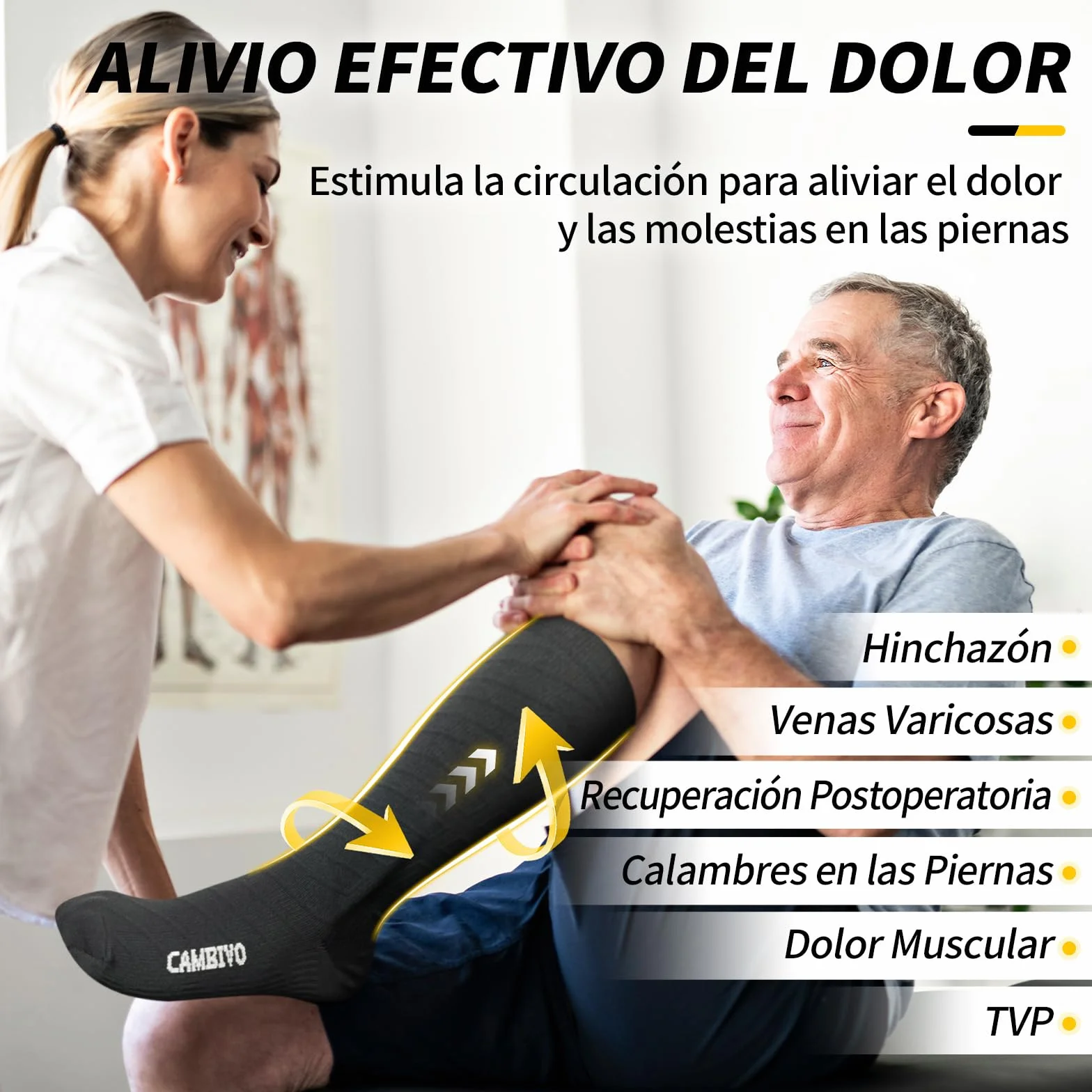 CAMBIVO Medias de Compresión 20-30mmHg 3 Pares, Calcetines Compresion para Varices, Deporte, Running