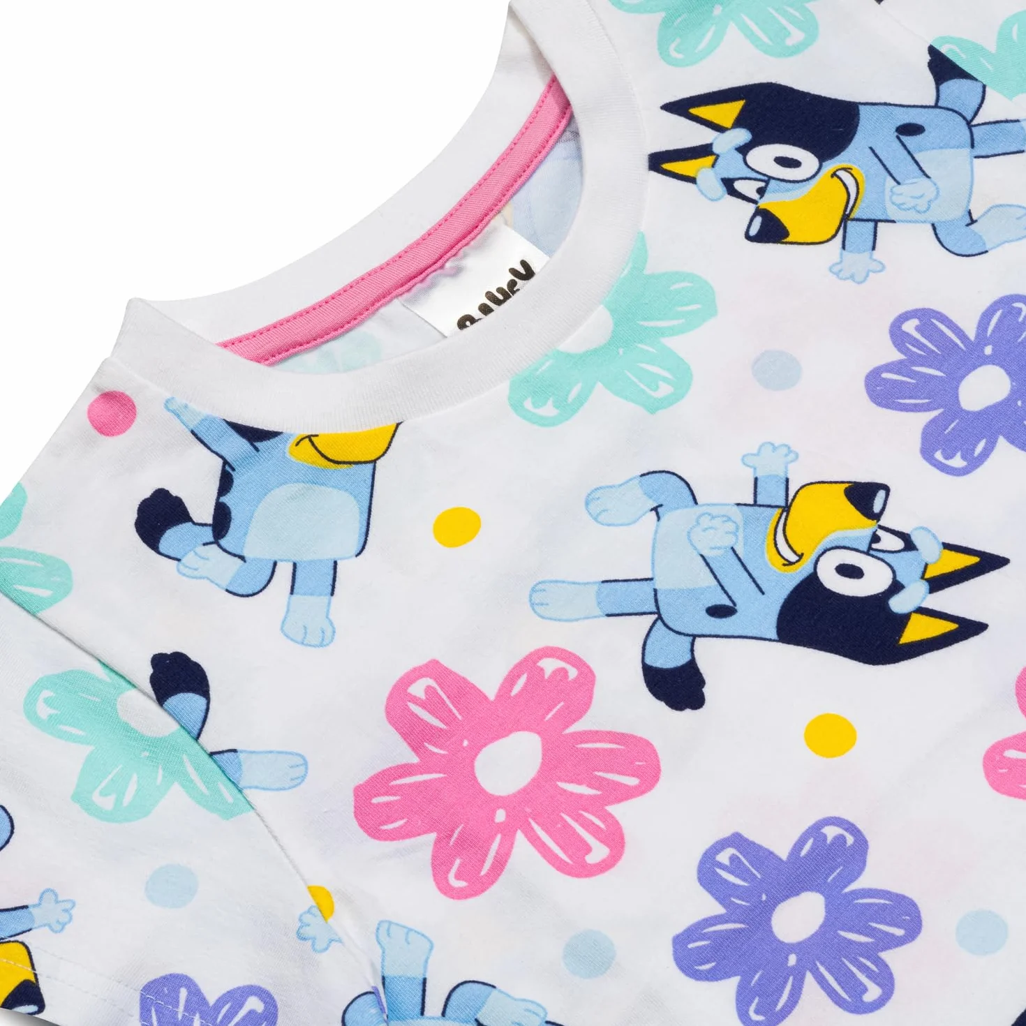 Bluey Conjunto de vestido y camiseta para niñas Rosa con bolsillos Algodón suave