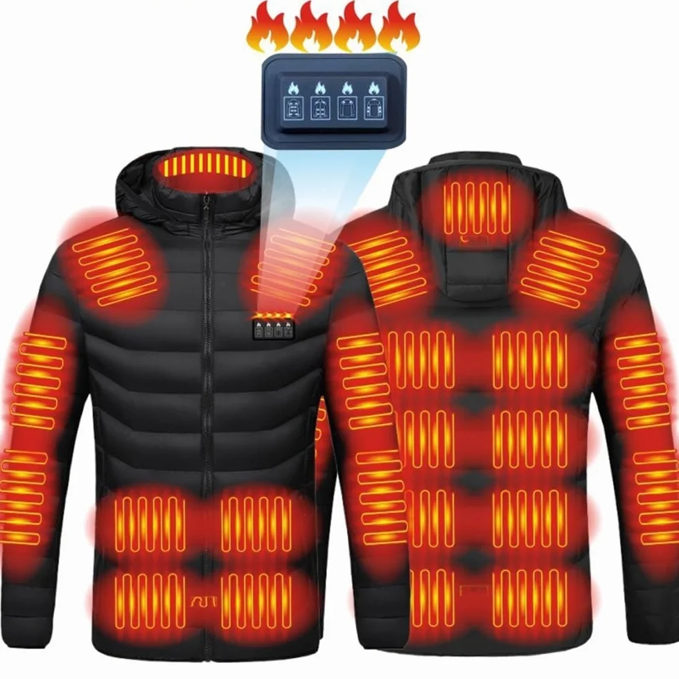 Abrigo con calefacción 21 zonas chaleco carga USB chaqueta cálida capucha pesca motocicleta