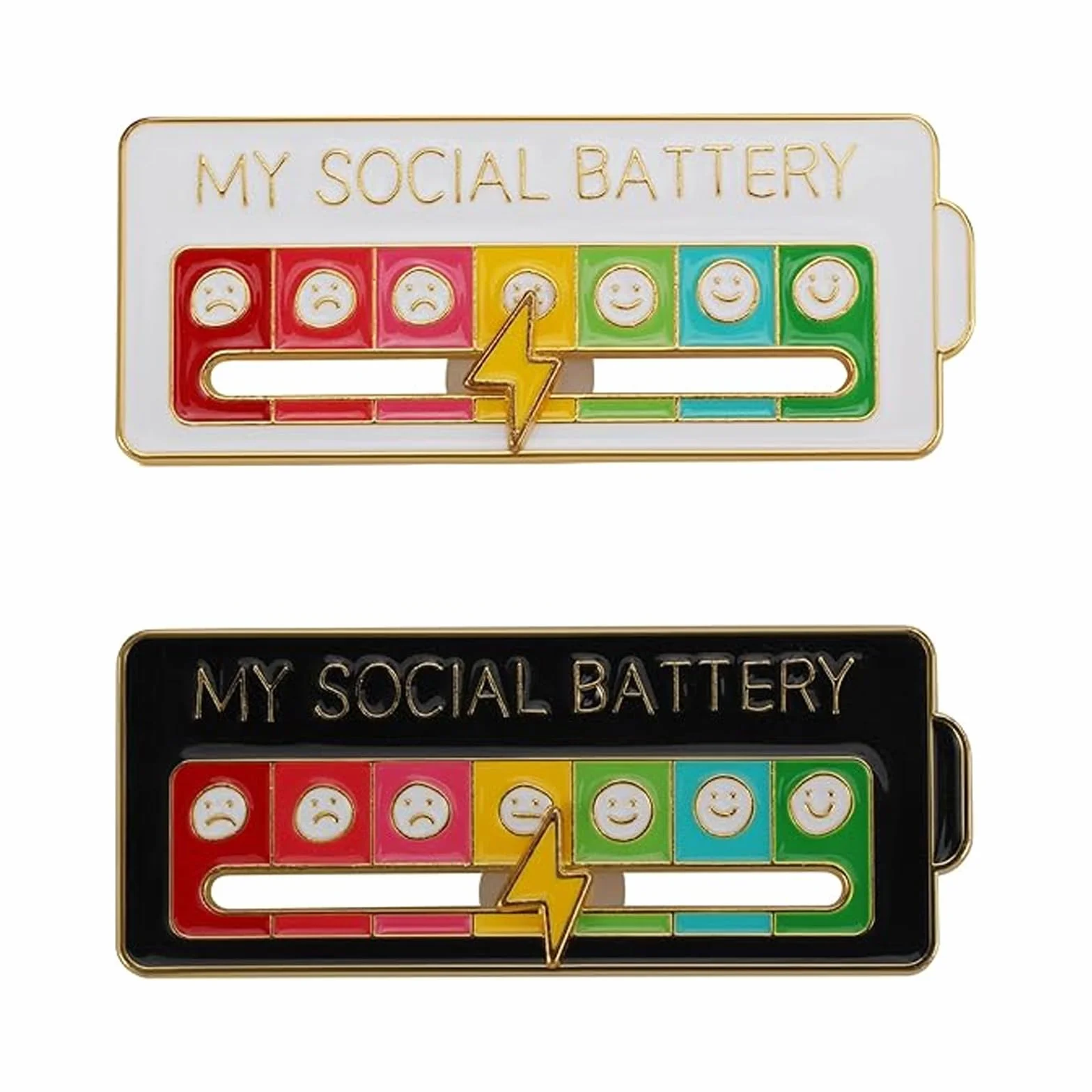 Medidor de Estado de Ánimo, 2 Piezas Batería Social & Insignia, Broche para Mochila