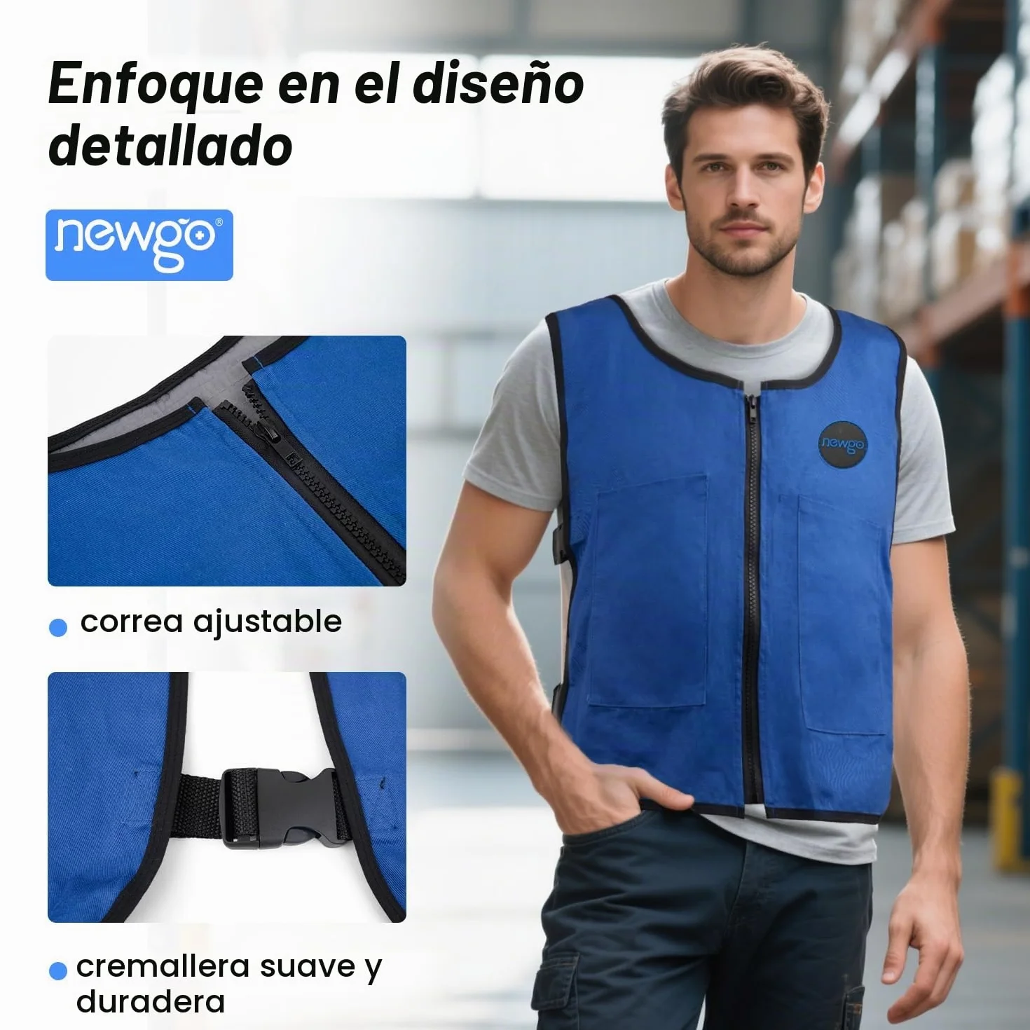NEWGO Chaleco de hielo enfriamiento rápido ajustable con bolsillo para hombre mujer