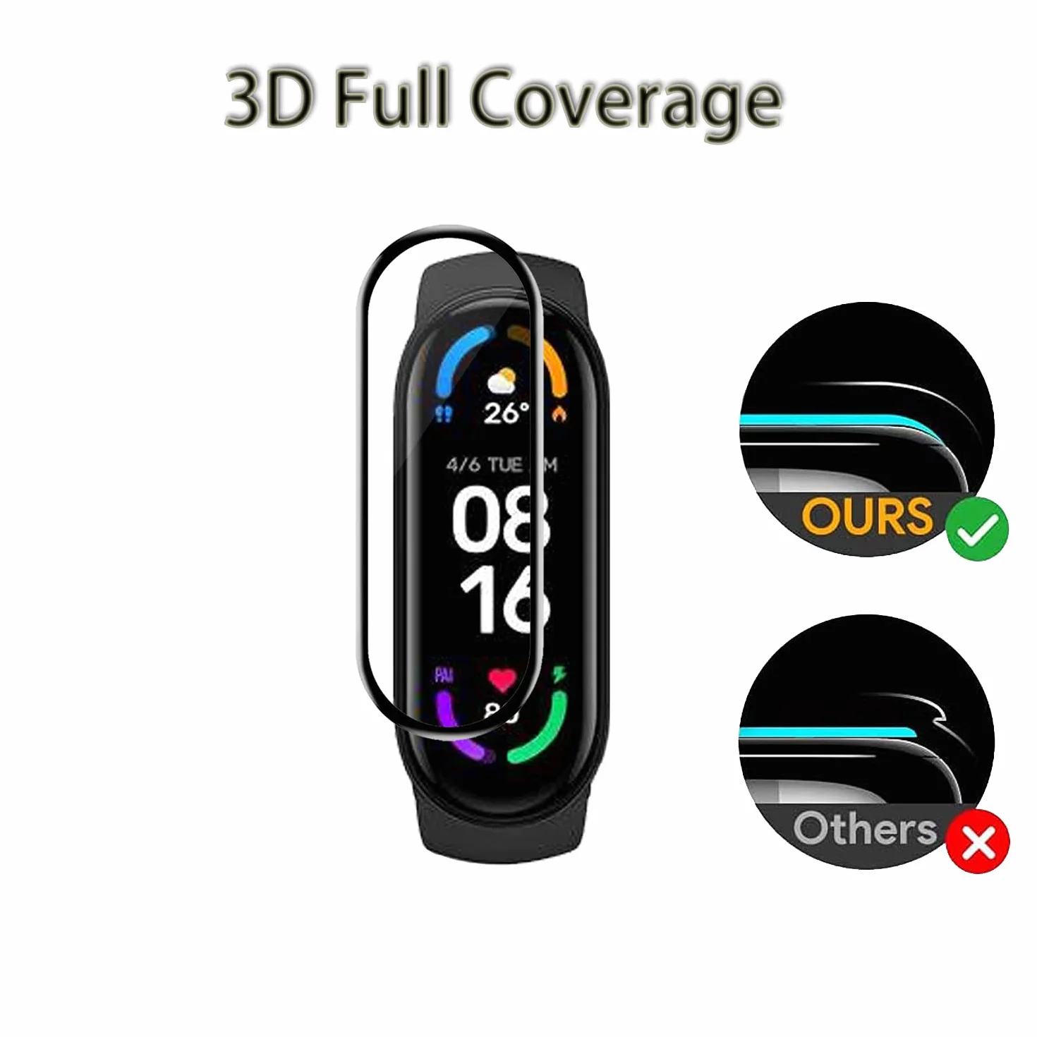 Protector de pantalla Xiaomi MI Smart Band 6, 3 unidades, resistente a los arañazos, cobertura total