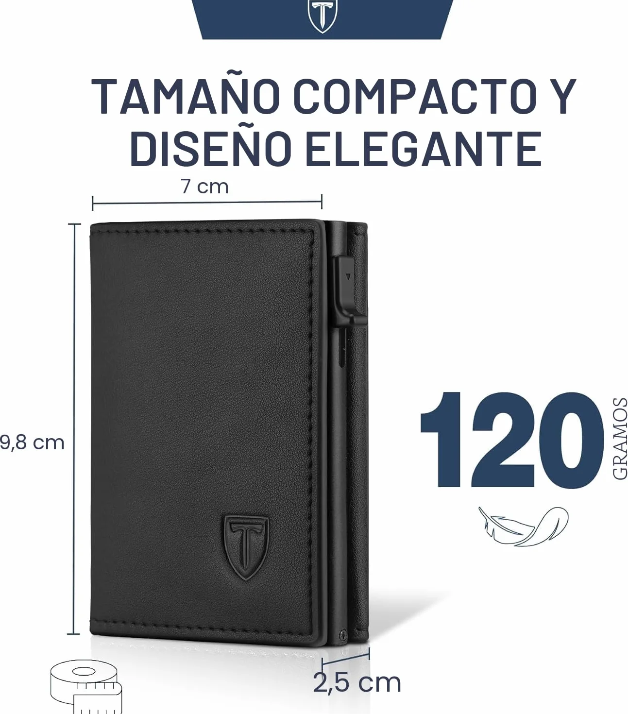 TEEHON Cartera Hombre Cuero Tarjetero Bloqueo RFID Pequeño Crédito Billetes Monedas Caja Regalo
