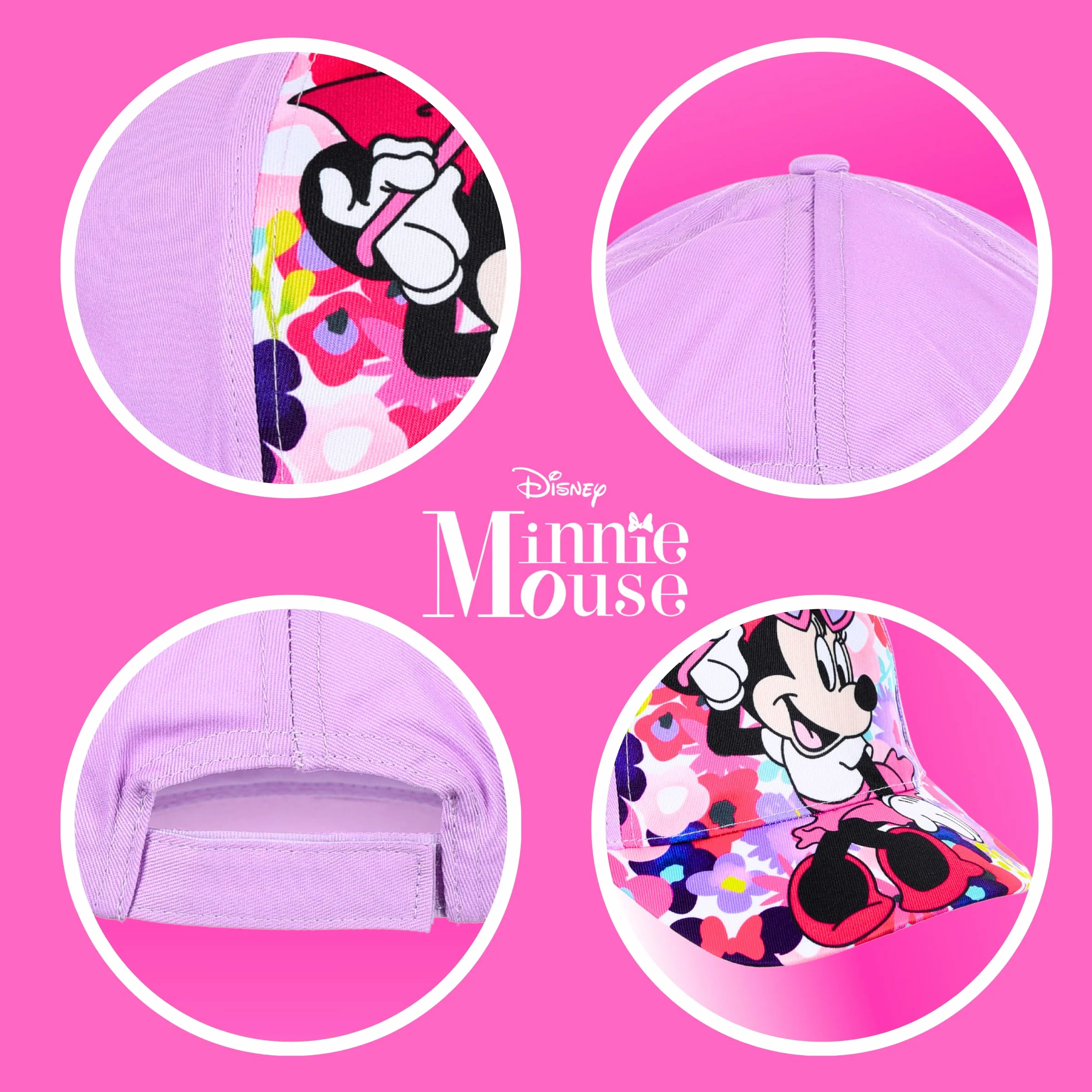 Disney Minnie Mouse Gorro para Niñas, Gorra de Béisbol Clásica, Diseño Floral