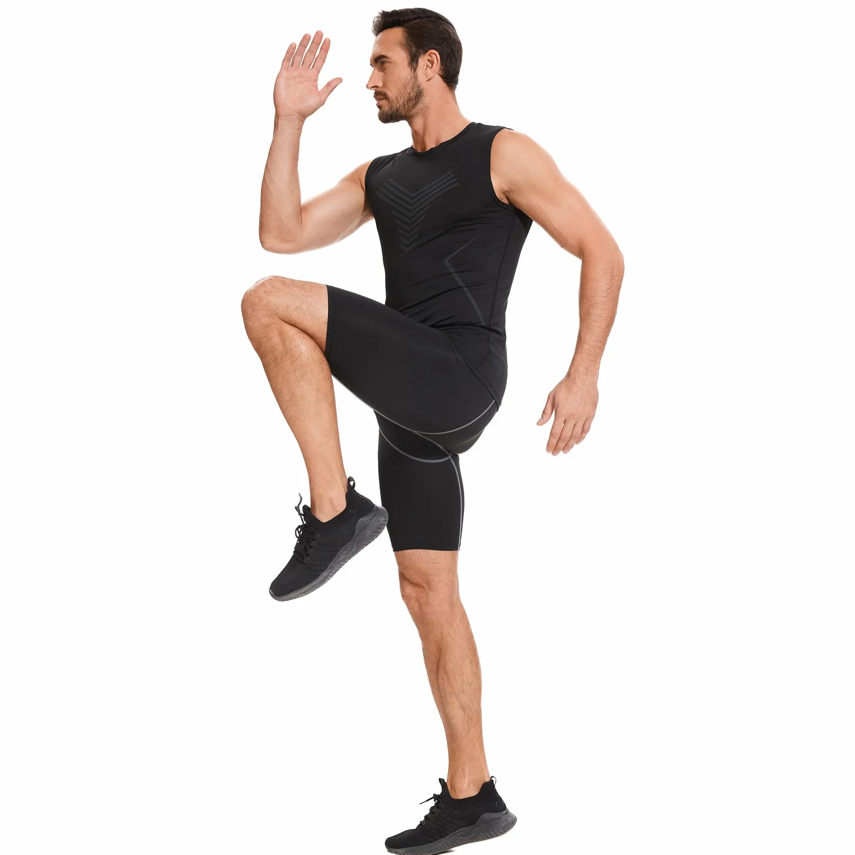 AMZSPORT Camiseta de compresión sin Mangas para Hombre Deportes Secado Rápido Baselayer