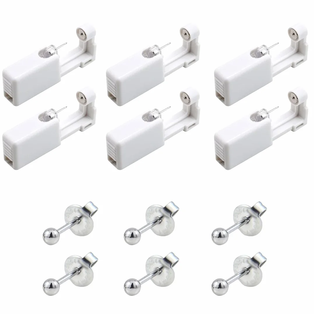 Pistolas Desechables para Piercing de Oreja Blanco Kit de Perforación sin Dolor Portátil