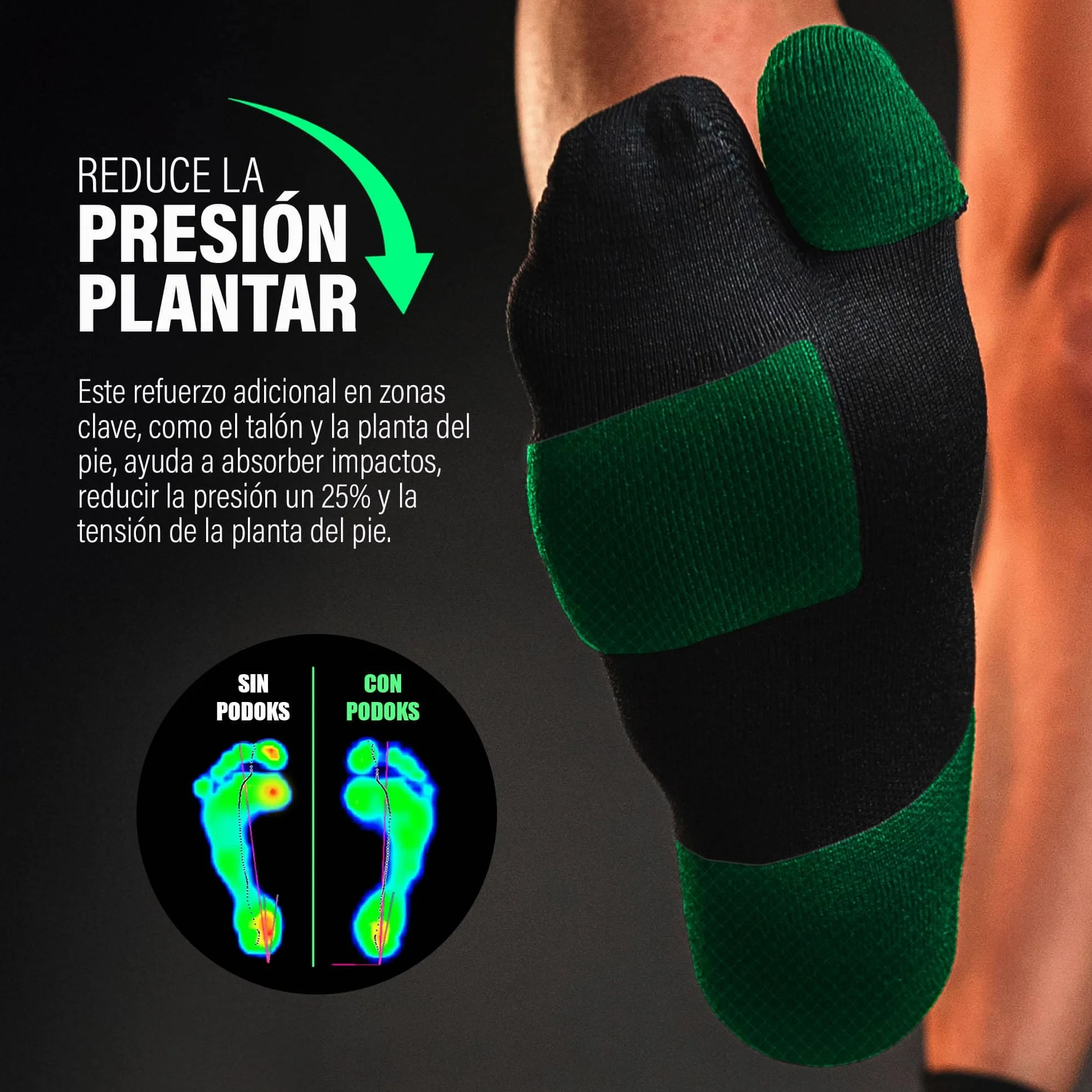 Calcetines Running PRO Hombre Mujer Compresión Deportiva Almohadillado Alivia Fascitis Plantar Padel Crossfit