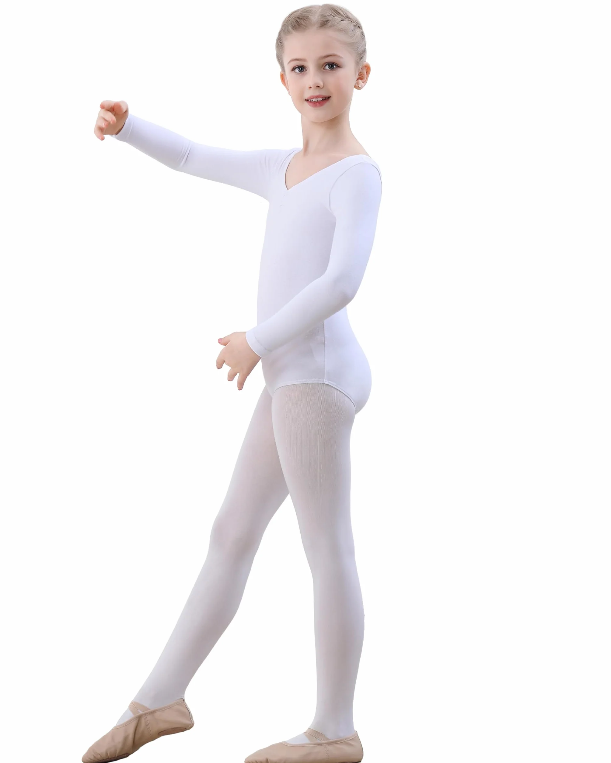 Maillot de Ballet Danza para Niña Traje Leotardo Clásico Manga Larga Actuación