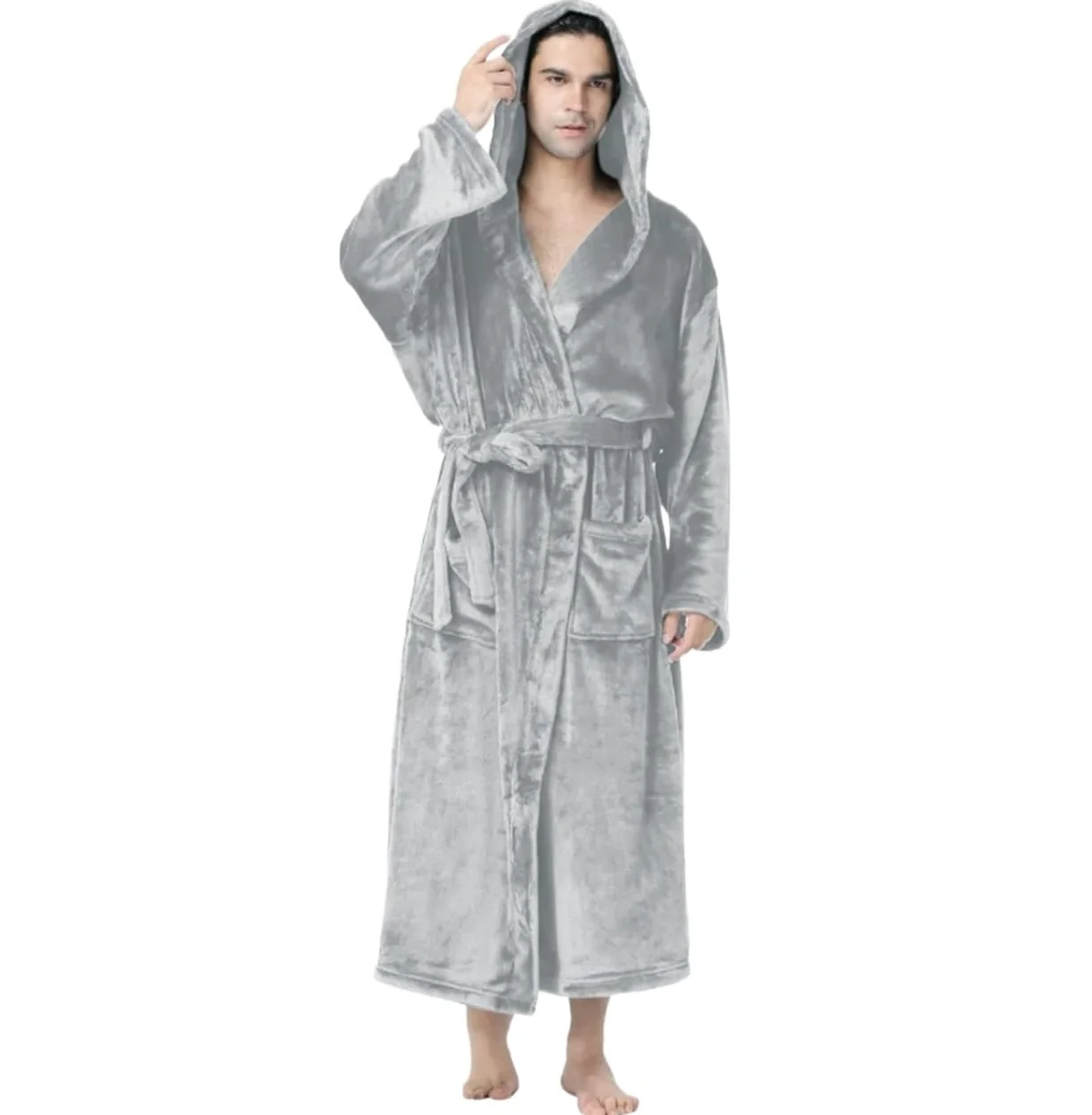 Albornoz Albornoz De Forro Polar Ultra Acogedor For Hombre con Capucha Felpa Y 2 Bolsillos Ropa(G,M)