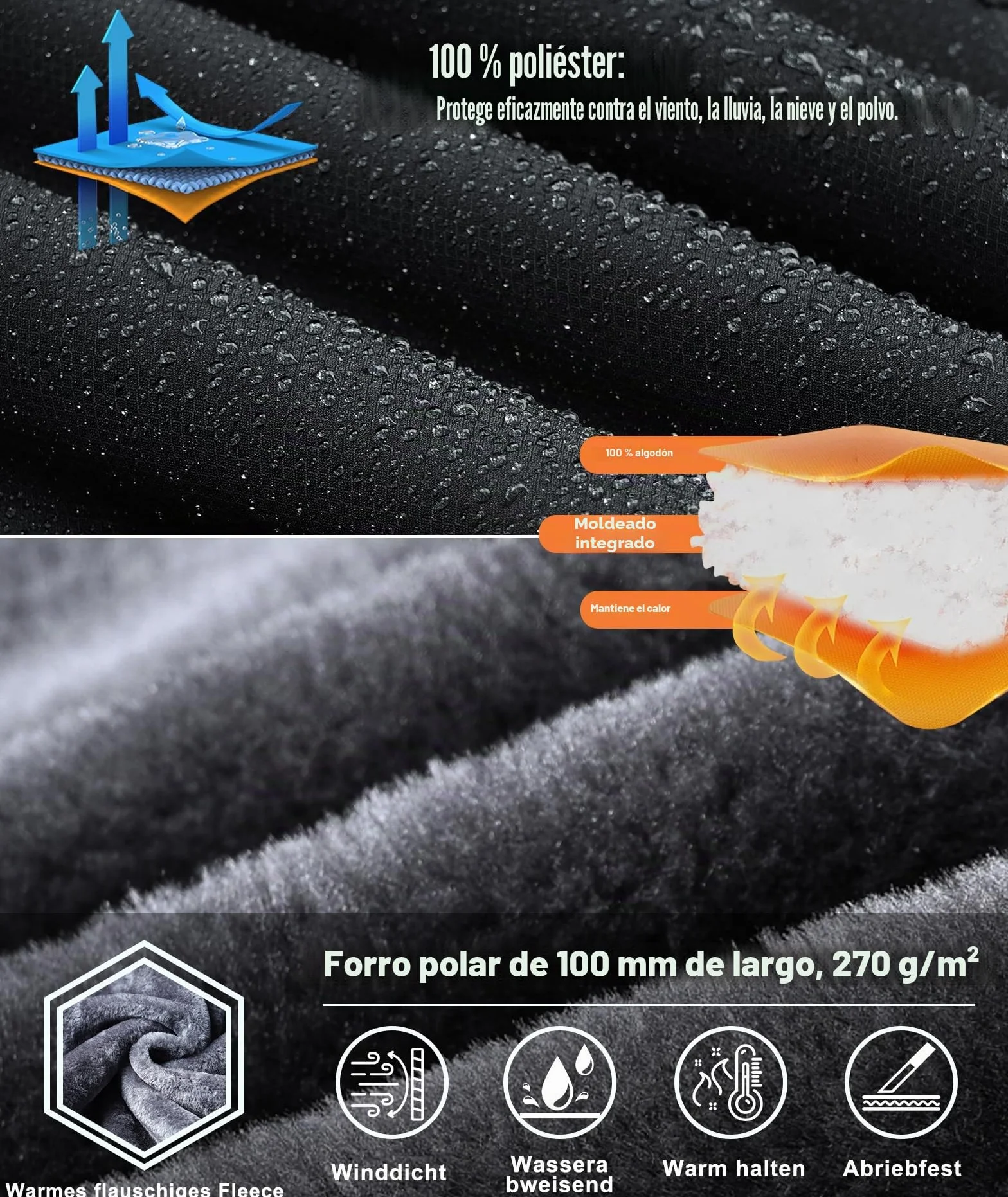 Zoofly Chaqueta Esquí Impermeable Hombre Invierno Montaña Parka con Capucha Desmontable