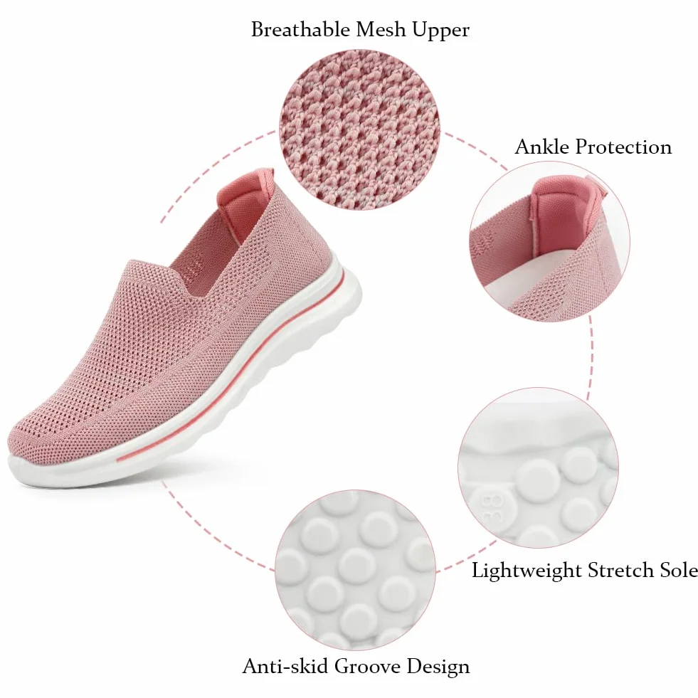 OFFCUP Zapatillas Sin Cordones para Mujer Ortopédicas Transpirables Rosado 38EU