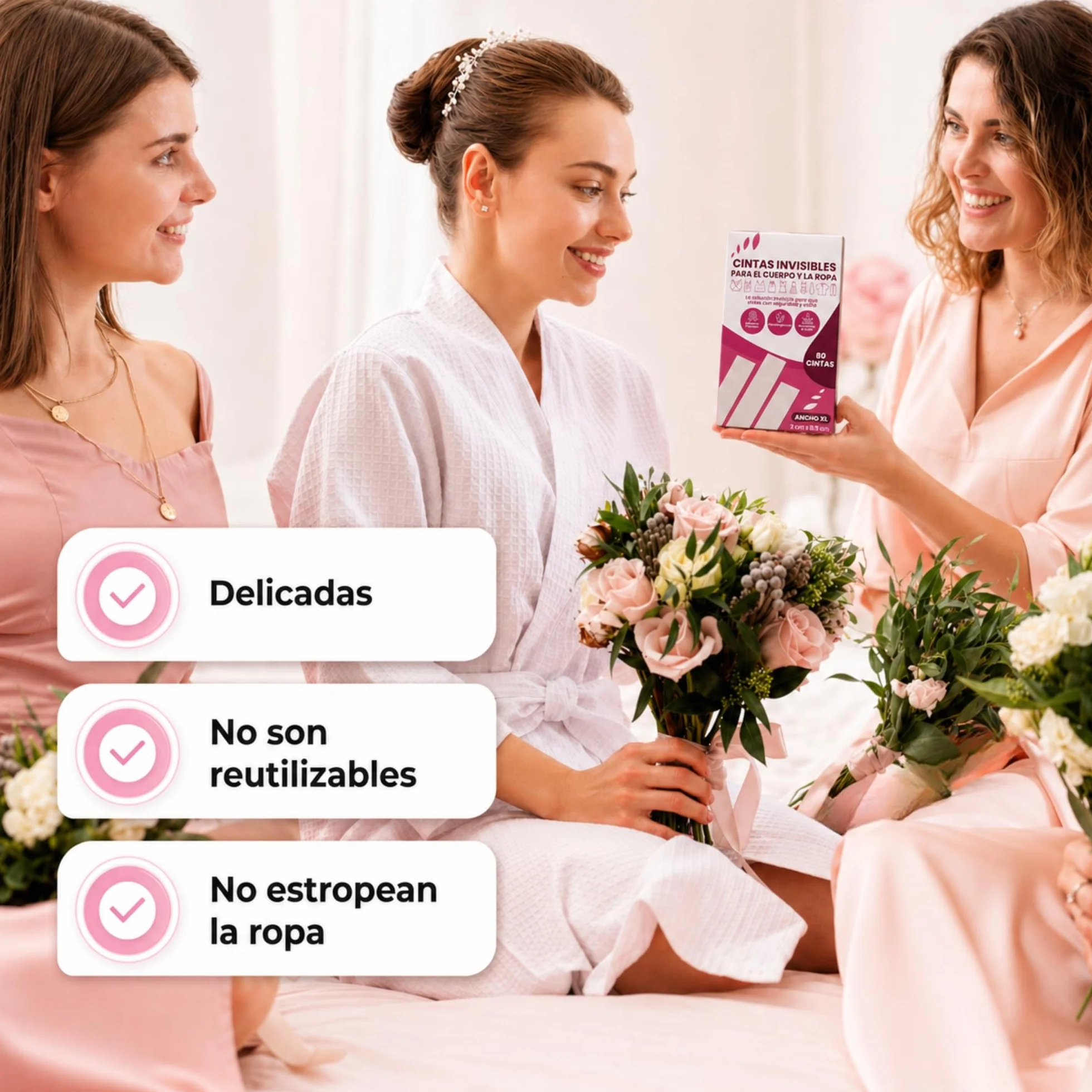 Cinta Doble Cara Invisible Adhesivo Natural Extrafuerte Resistente al Sudor Hipoalergénica para Ropa y Piel Sin Daños Sin Residuos