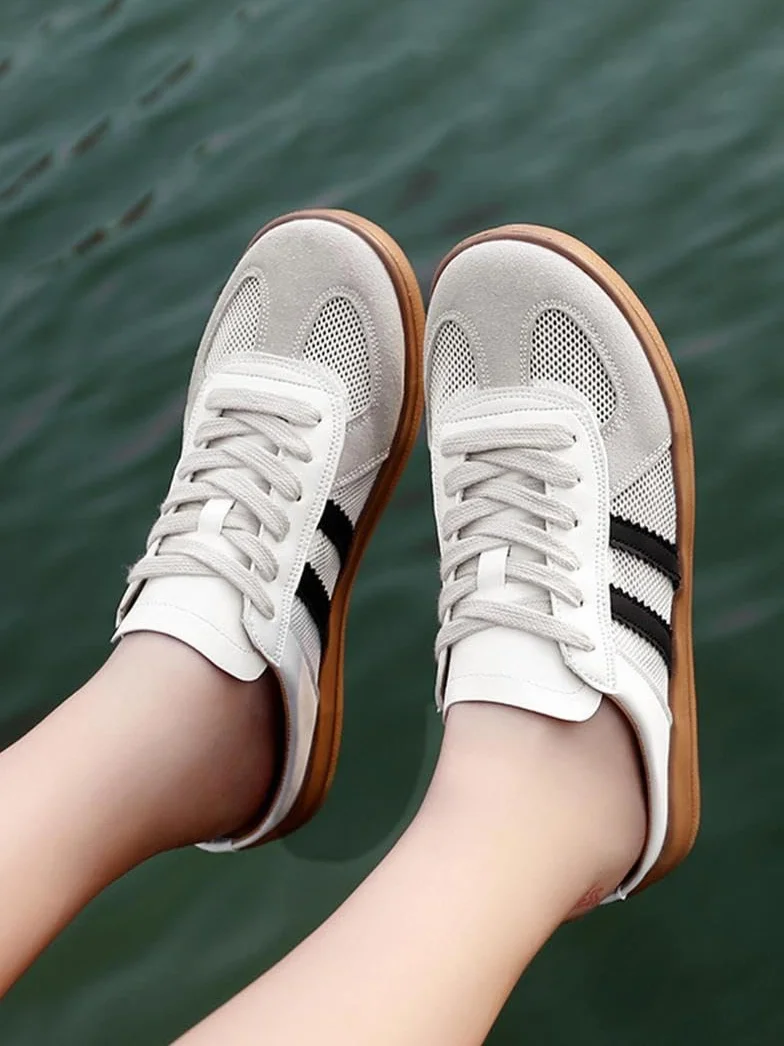 Geerta Zapatos deportivos mujer malla contraste cordones transpirables cómodos puntera redonda