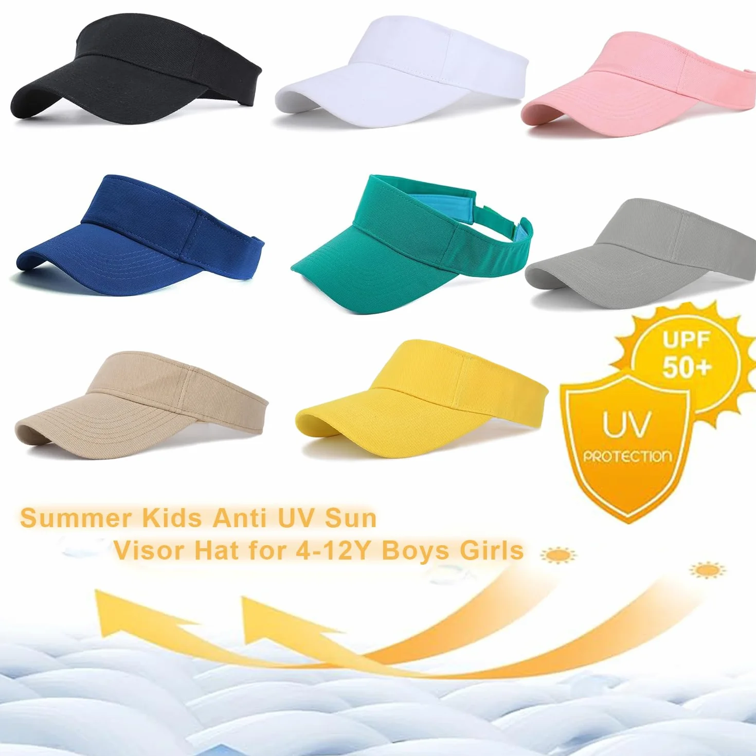 Gorra con visera UPF 50 protección UV para niños niñas 4-10 años verano transpirable