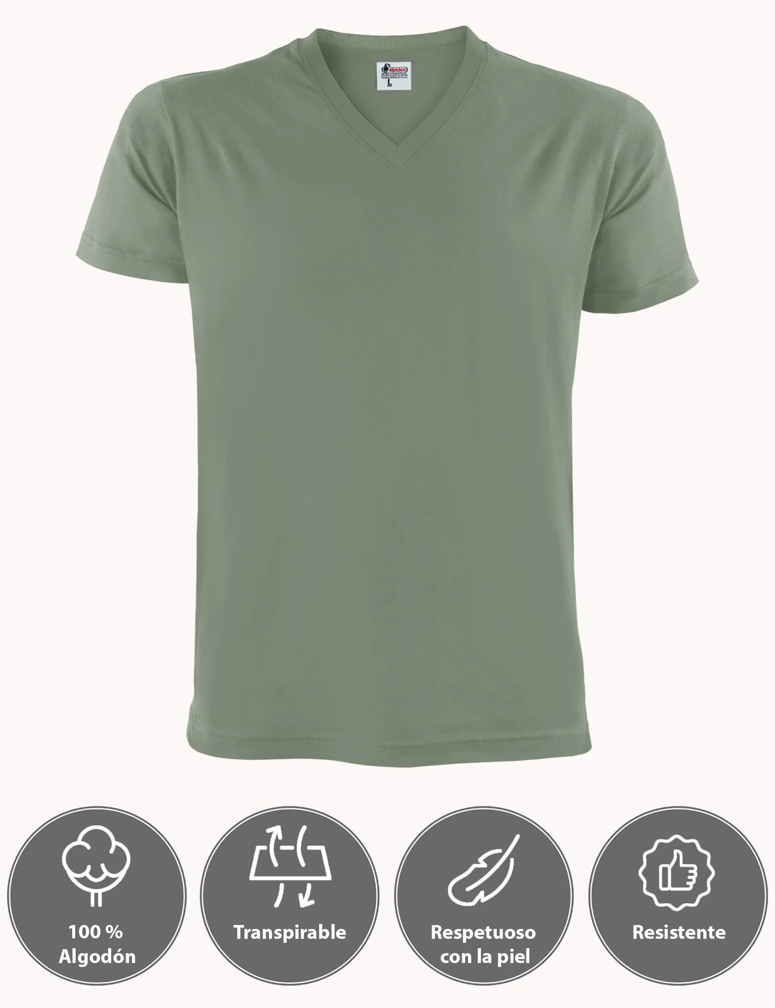 ALPIDEX T-Shirt Hombre Pack 5 Cuello V 100% Algodón Manga Corta Unicolor S-5XL