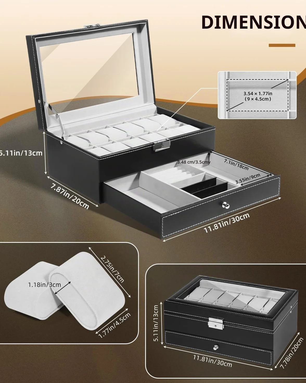 Uten Caja de 12 Relojes, Doble Capa, Estuche de Exhibición para Colección de Joyas