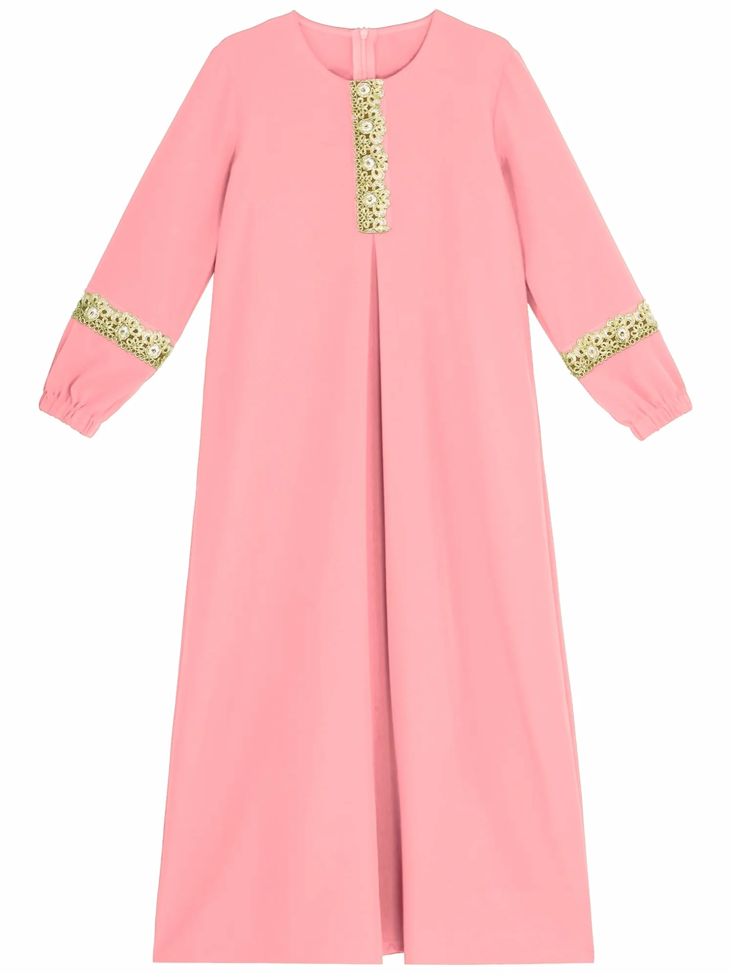 Freebily Vestido Largo Musulmán para Niñas Manga Larga Vestido Árabe