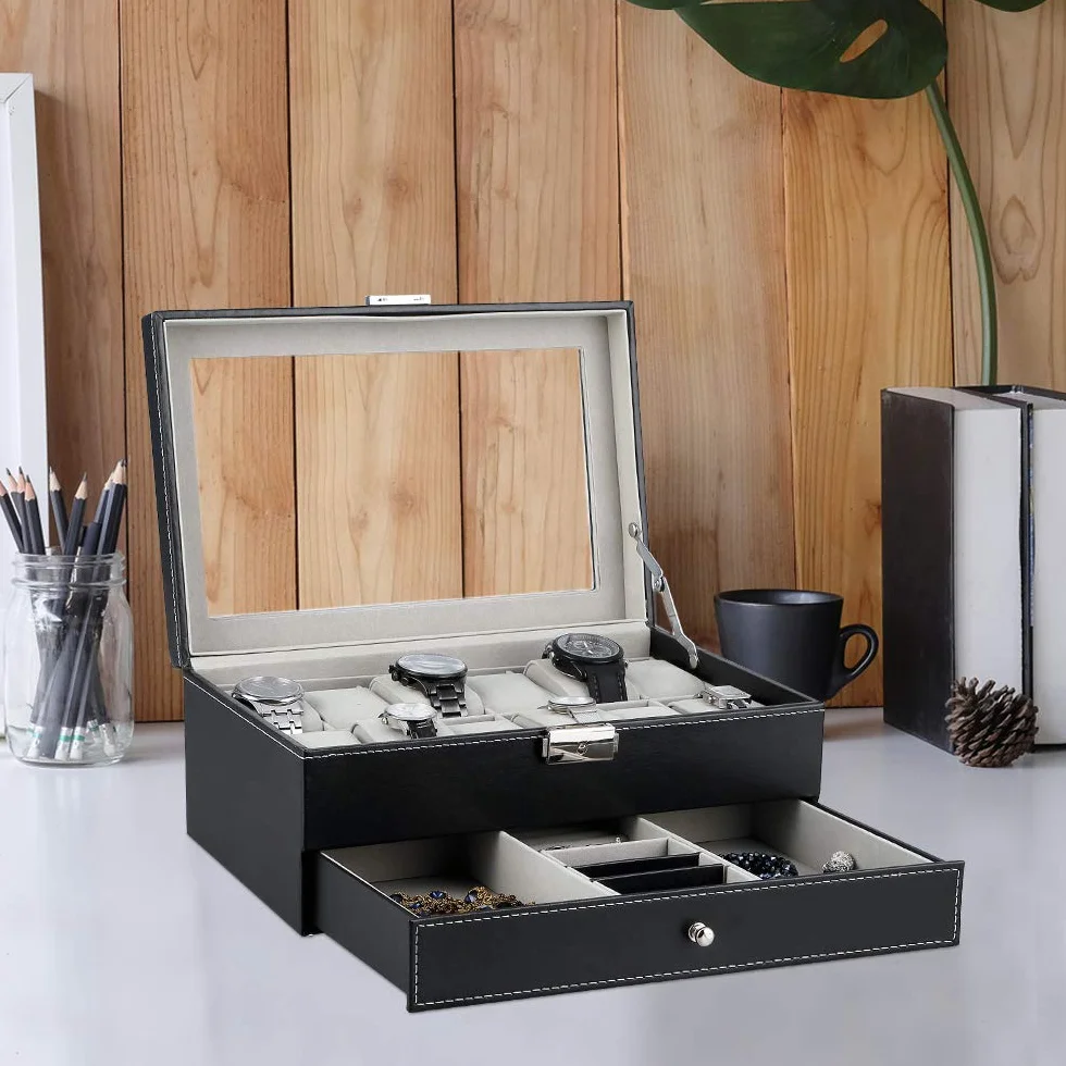 Uten Caja de 12 Relojes, Doble Capa, Estuche de Exhibición para Colección de Joyas