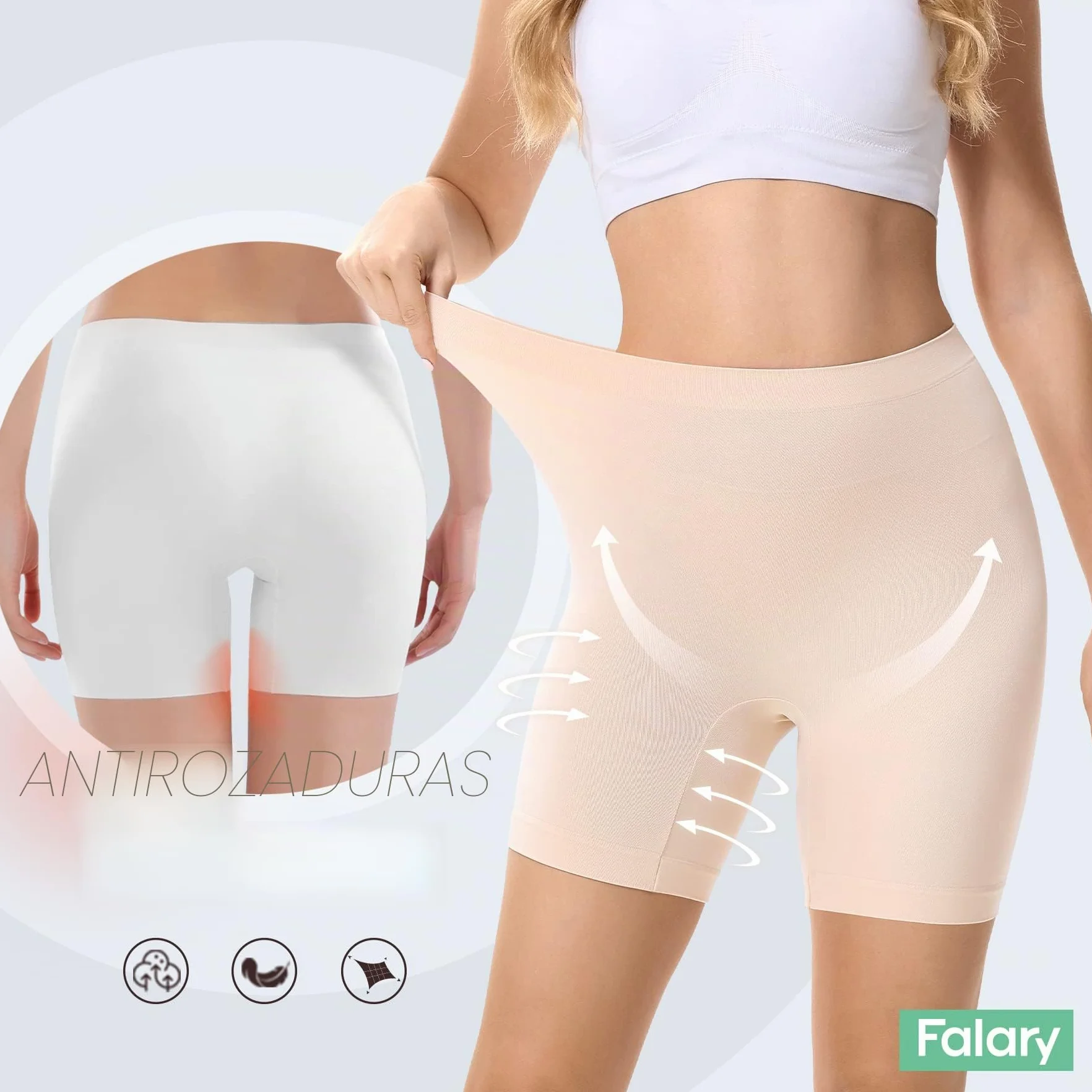 FALARY Legginsy damskie boxer pack 3 szt. czarny beż biały XS-2XL