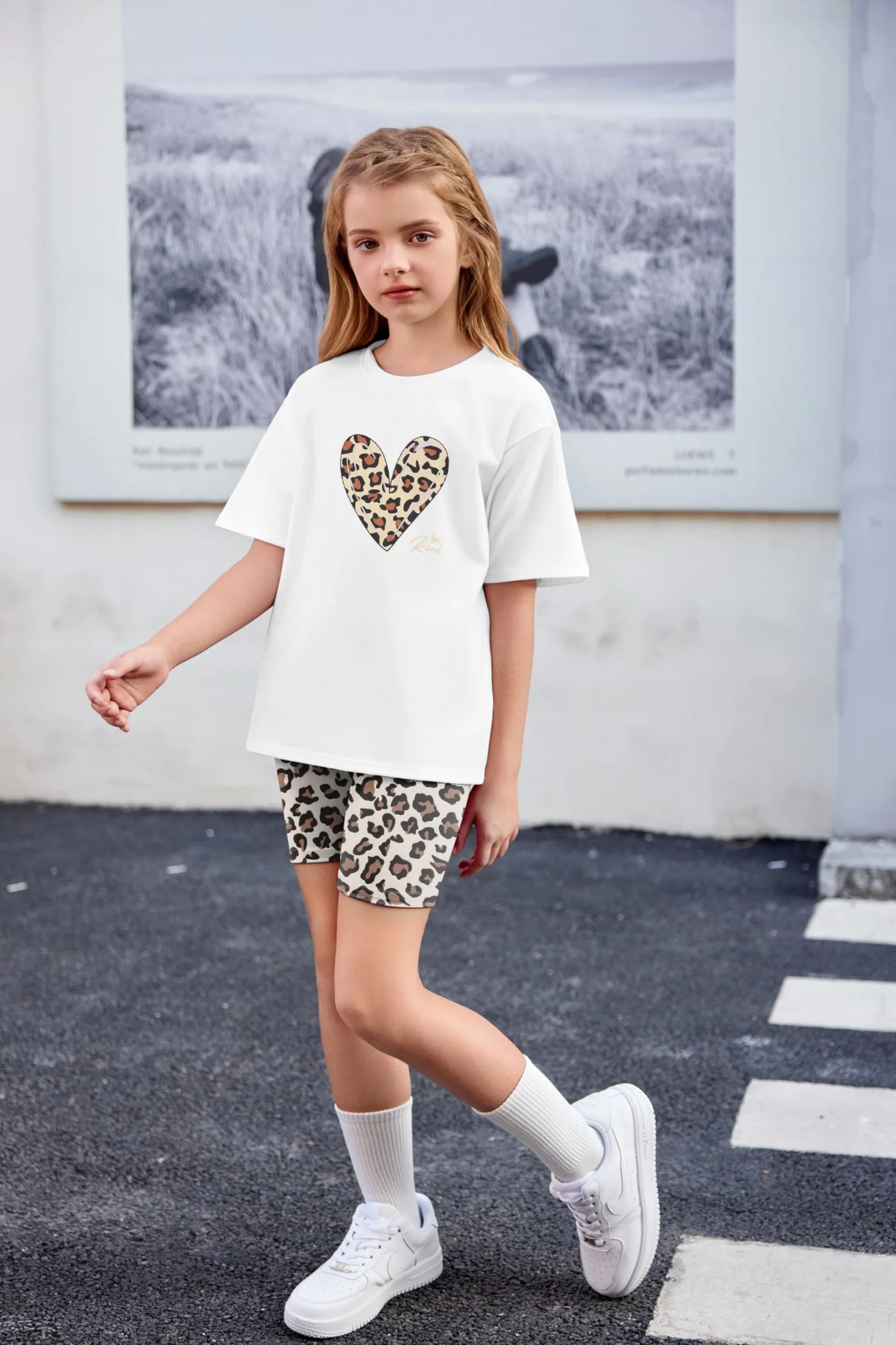 Arshiner Conjuntos de ropa para niña, camiseta con leggings cortos, juego de dos piezas, ropa de verano, ropa deportiva para niñas, ropa de moda para niños de 5 a 13 años