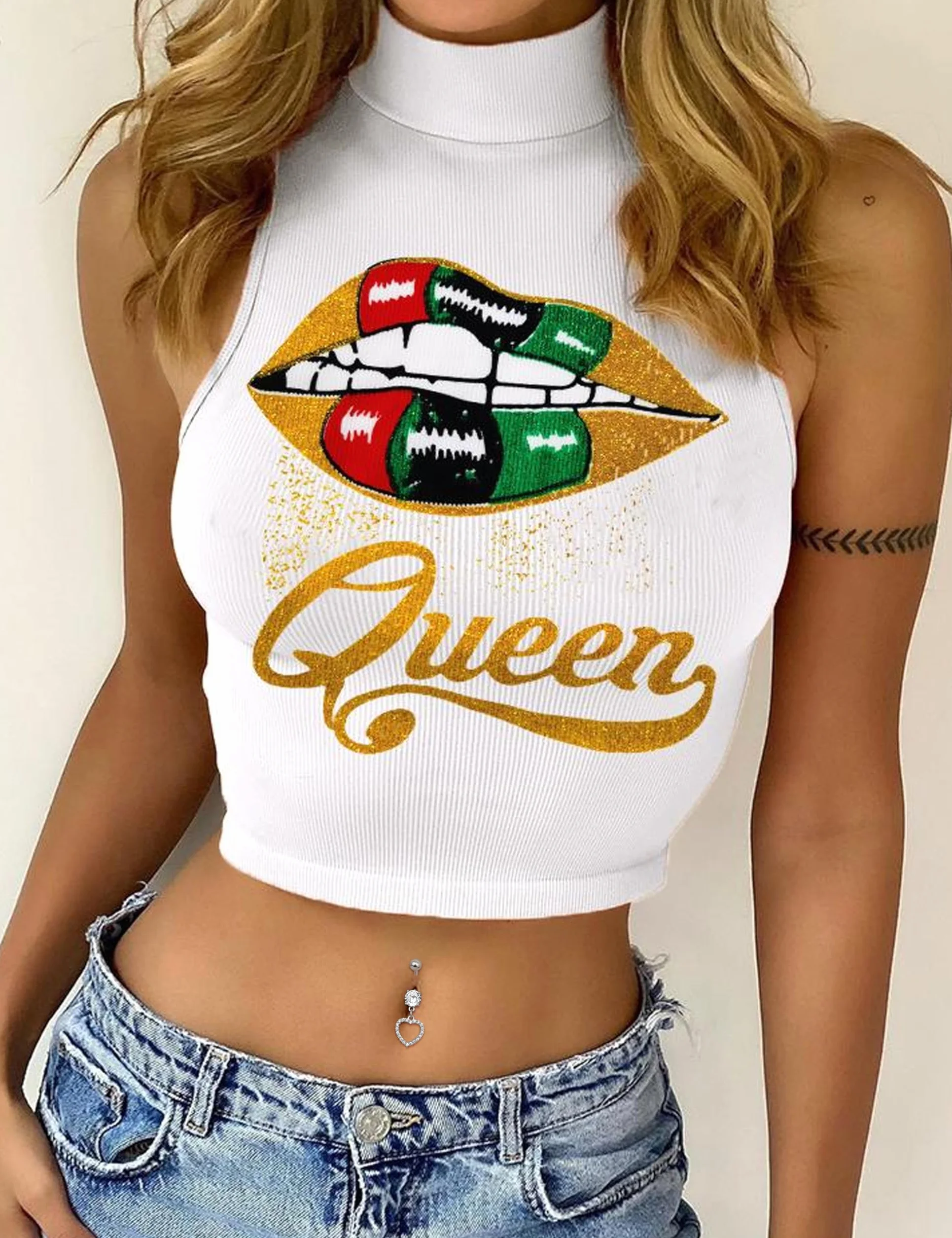 YADOCA 14G 9 Piezas Piercing Ombligo Acero Quirúrgico Plata/Oro CZ Clicker Colgante Anillo