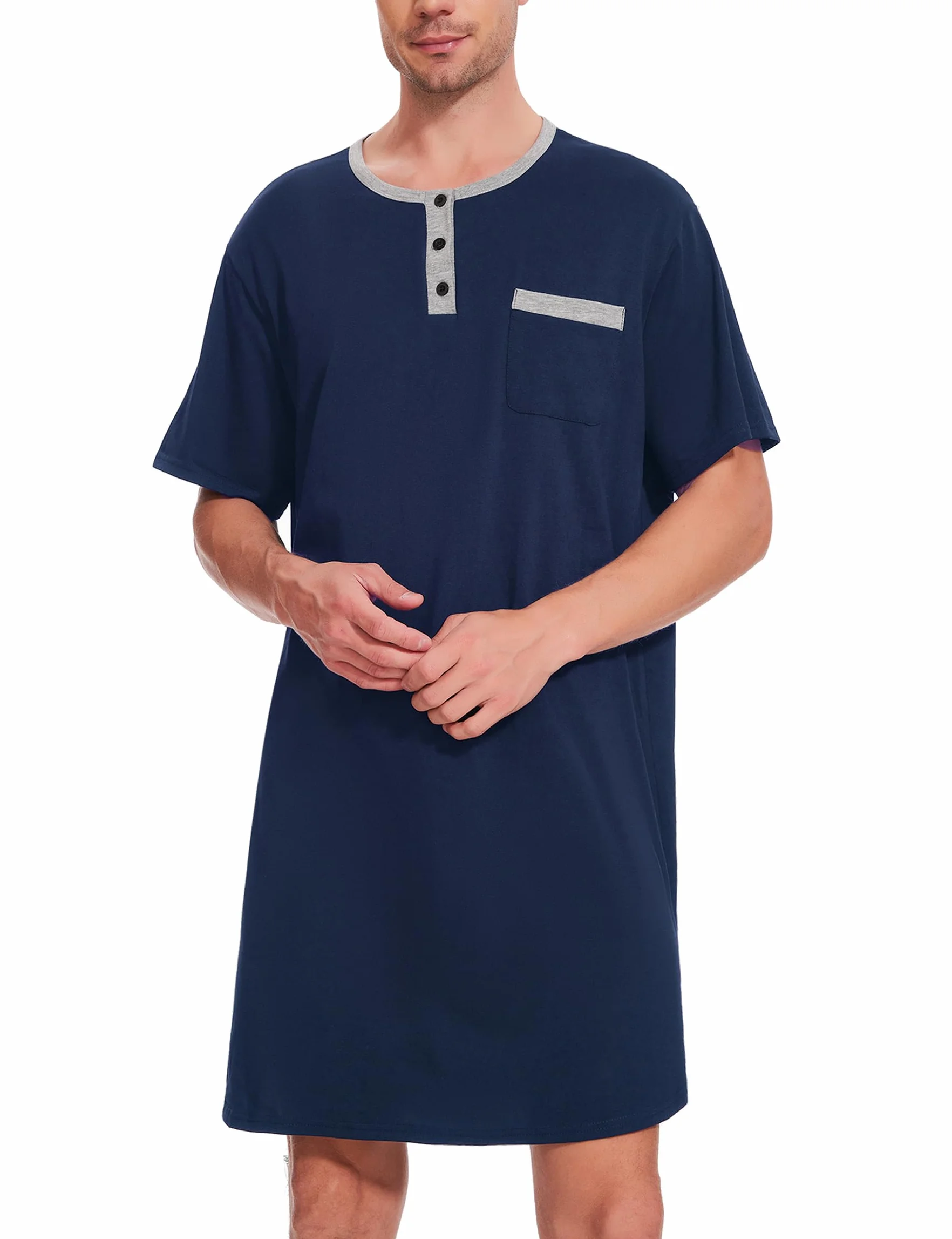 Uniexcosm Camisa de Dormir para Hombre Pijama Manga Corta de Algodón