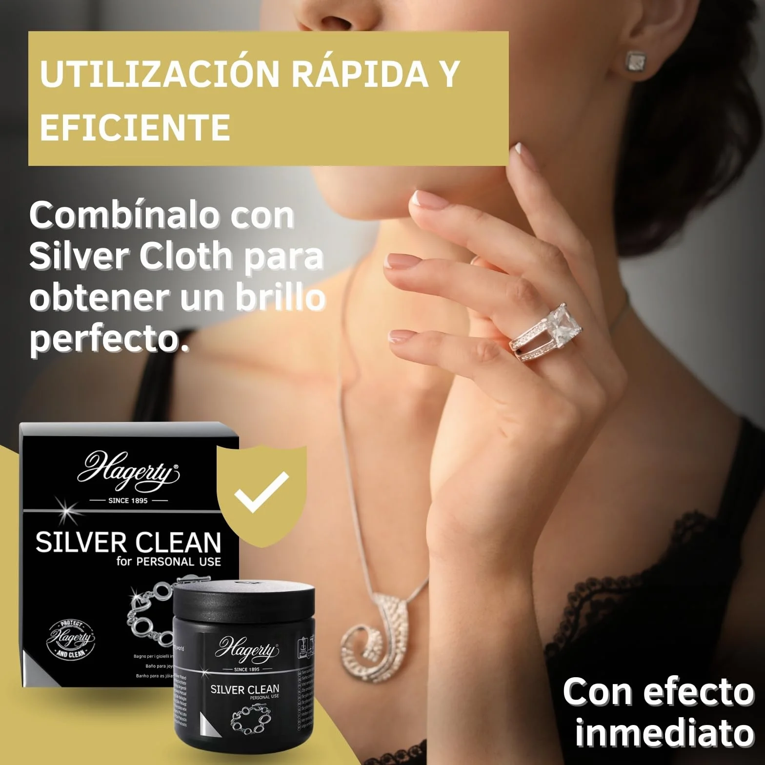 Hagerty Silver Clean Baño de Inmersión Limpia Plata 170 ml con Cesta