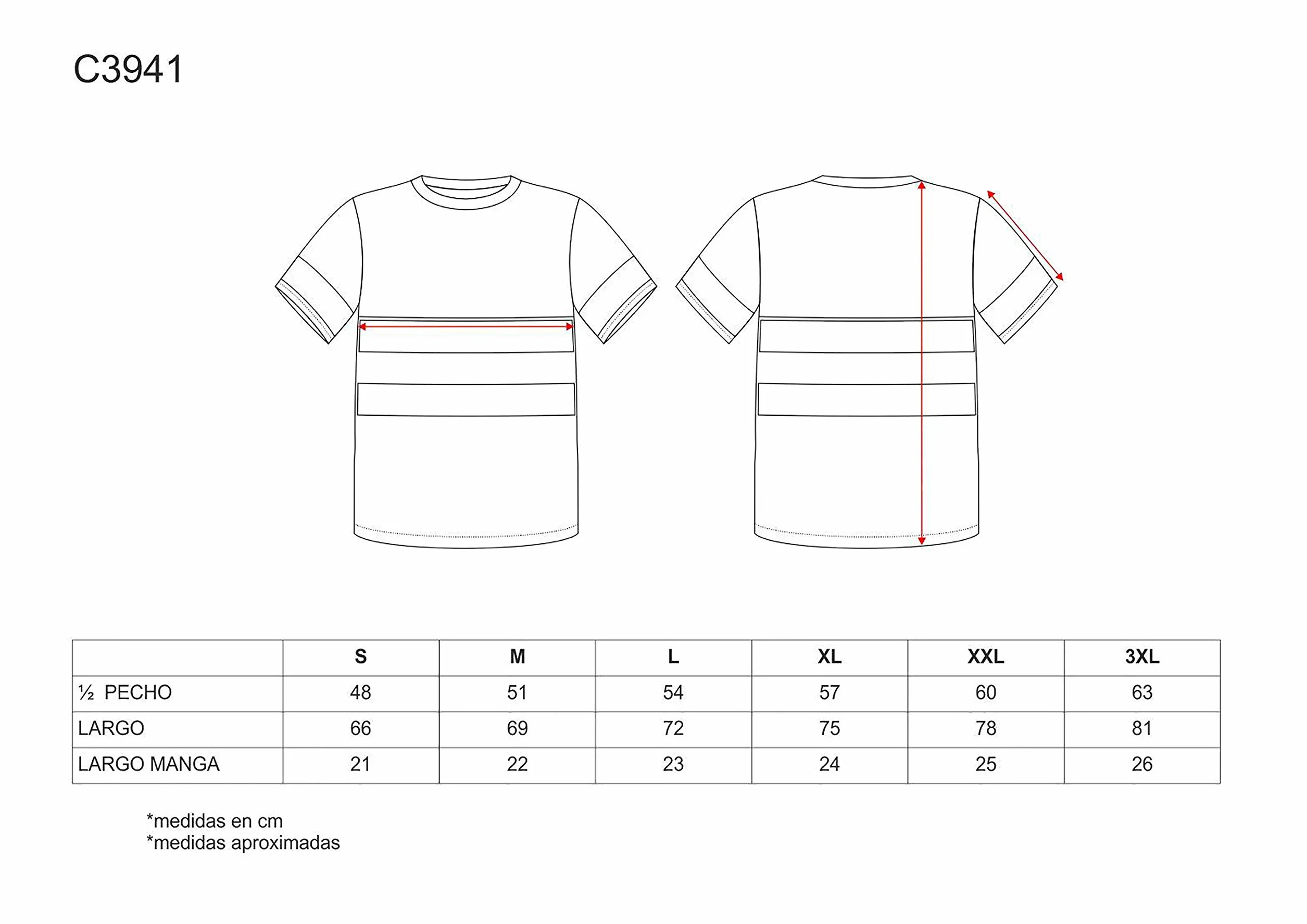 WORKTEAM Camiseta Manga Corta Alta Visibilidad EN ISO 20471 Tallas Grandes