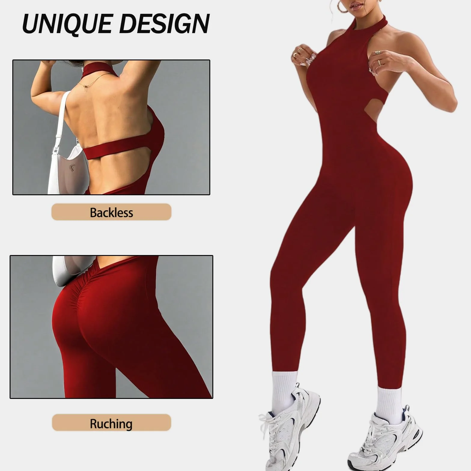 Mono de una pieza para mujer Deportivo sin Costuras Ajustado sin espalda Elástico Elegante Body Overol Ropa Deportiva Gimnasio Yoga