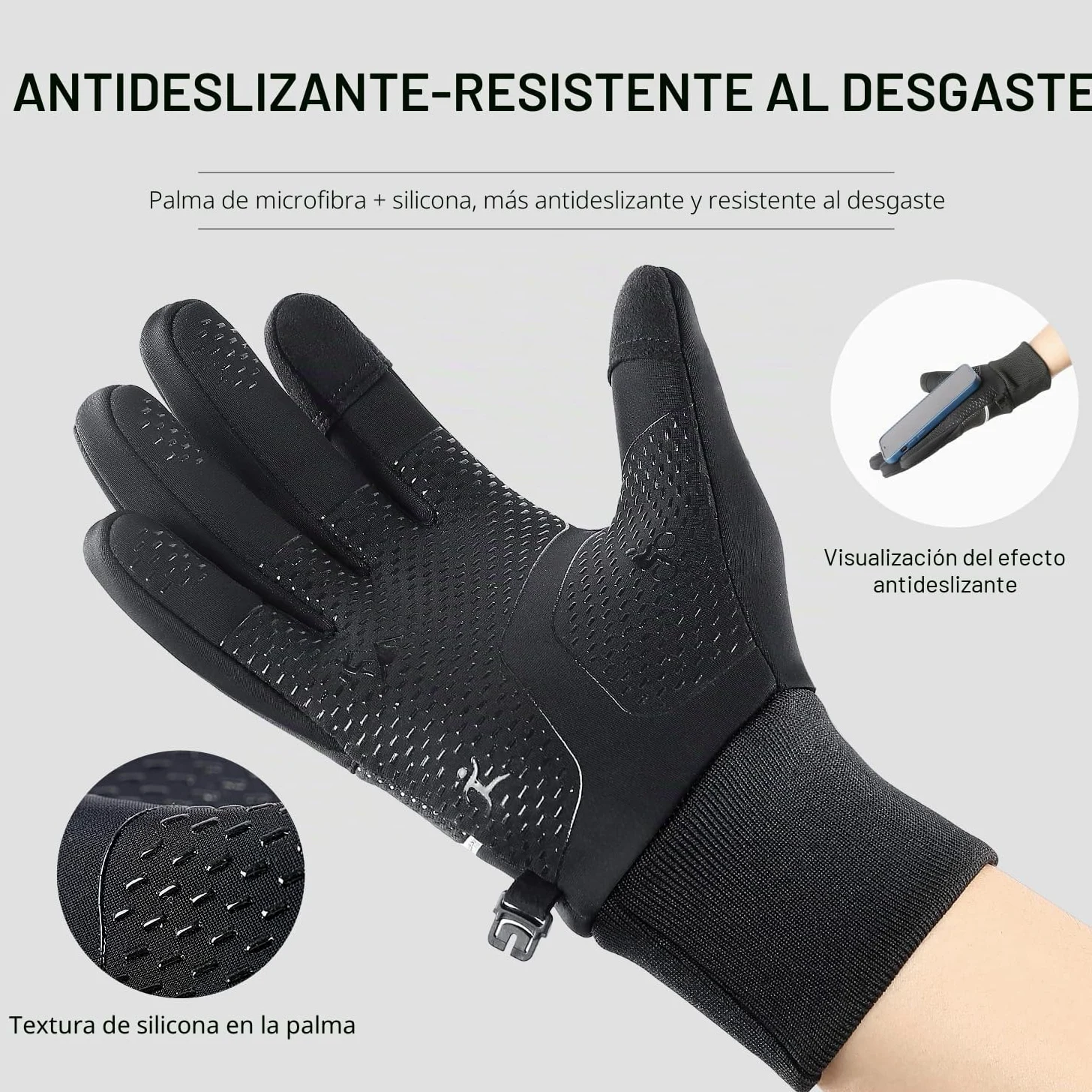 Guante de Invierno Hombre Térmicos para Mujer con Dedos para Pantalla Táctil, Resistentes al Agua, Agarre Antideslizante para Correr, Trabajar y Conducir