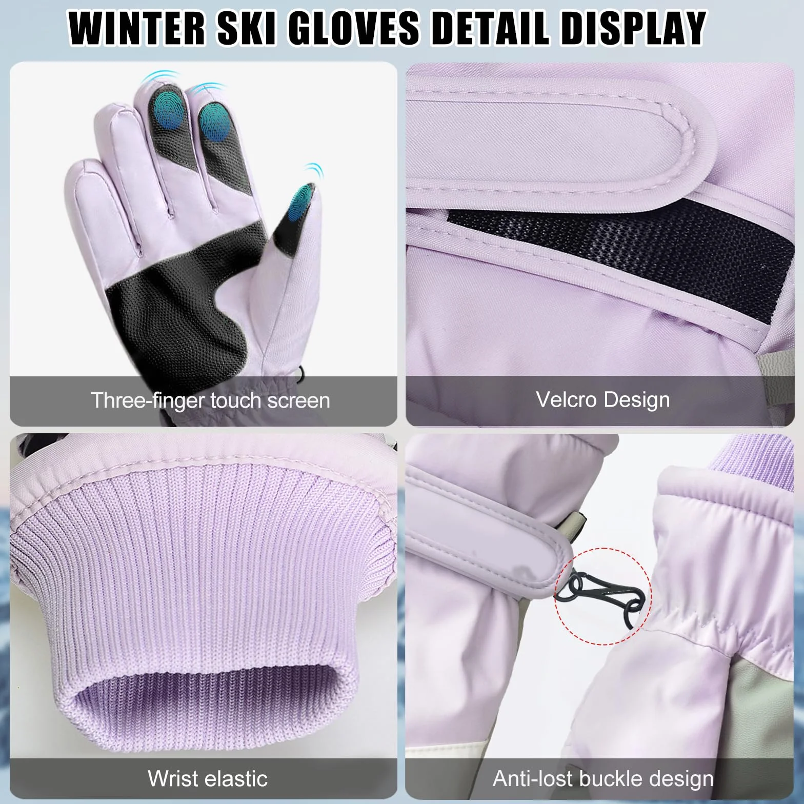 GEEKEO Guantes Térmicos Impermeables Antideslizantes a Prueba de Viento con Pantalla Táctil para Esquí y Nieve