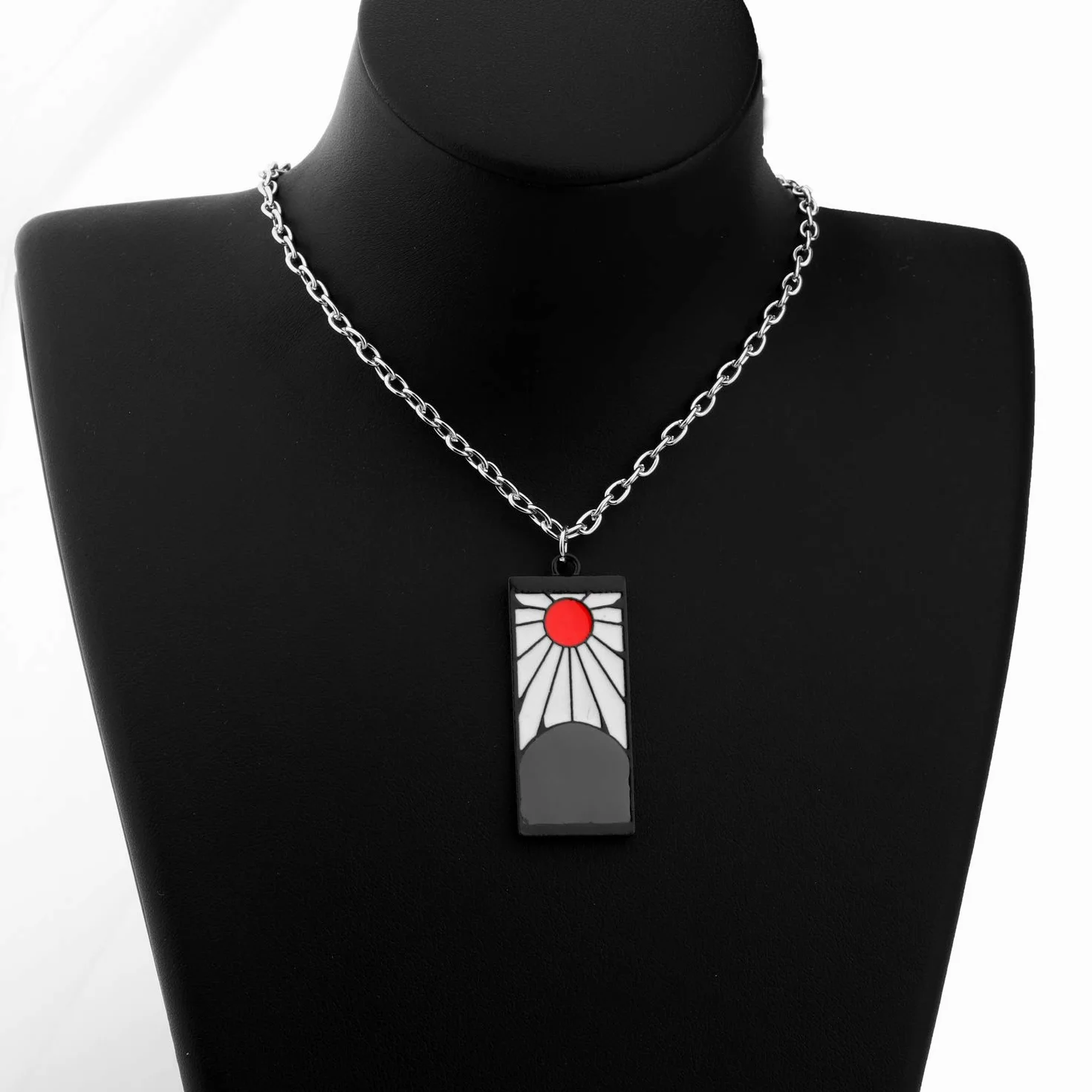 FAADBUK Demon Anime Inspired Jewelry - Collar y llavero Tanjirou Anime Cosplay Regalos, L, Acero inoxidable