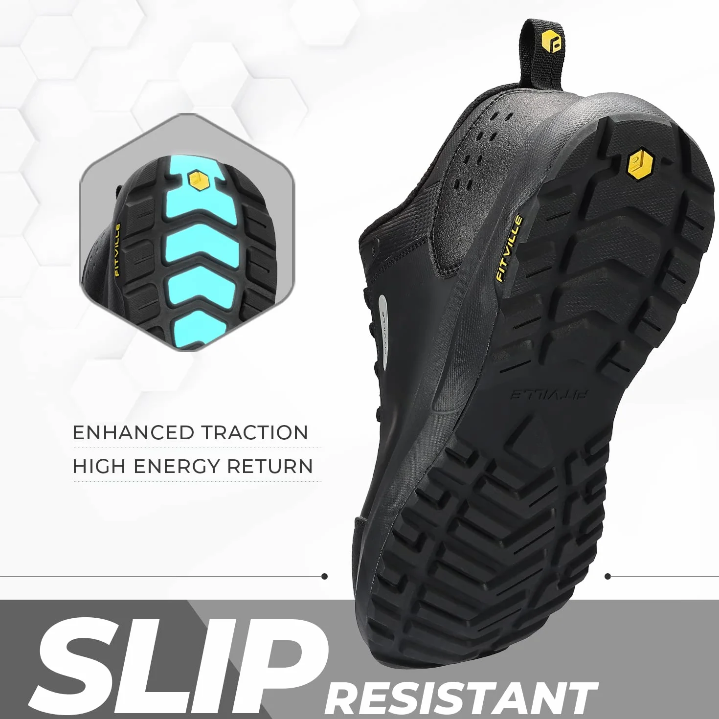 FitVille Zapatos de Senderismo Extra Anchos Impermeables para Hombres con Soporte para Arco