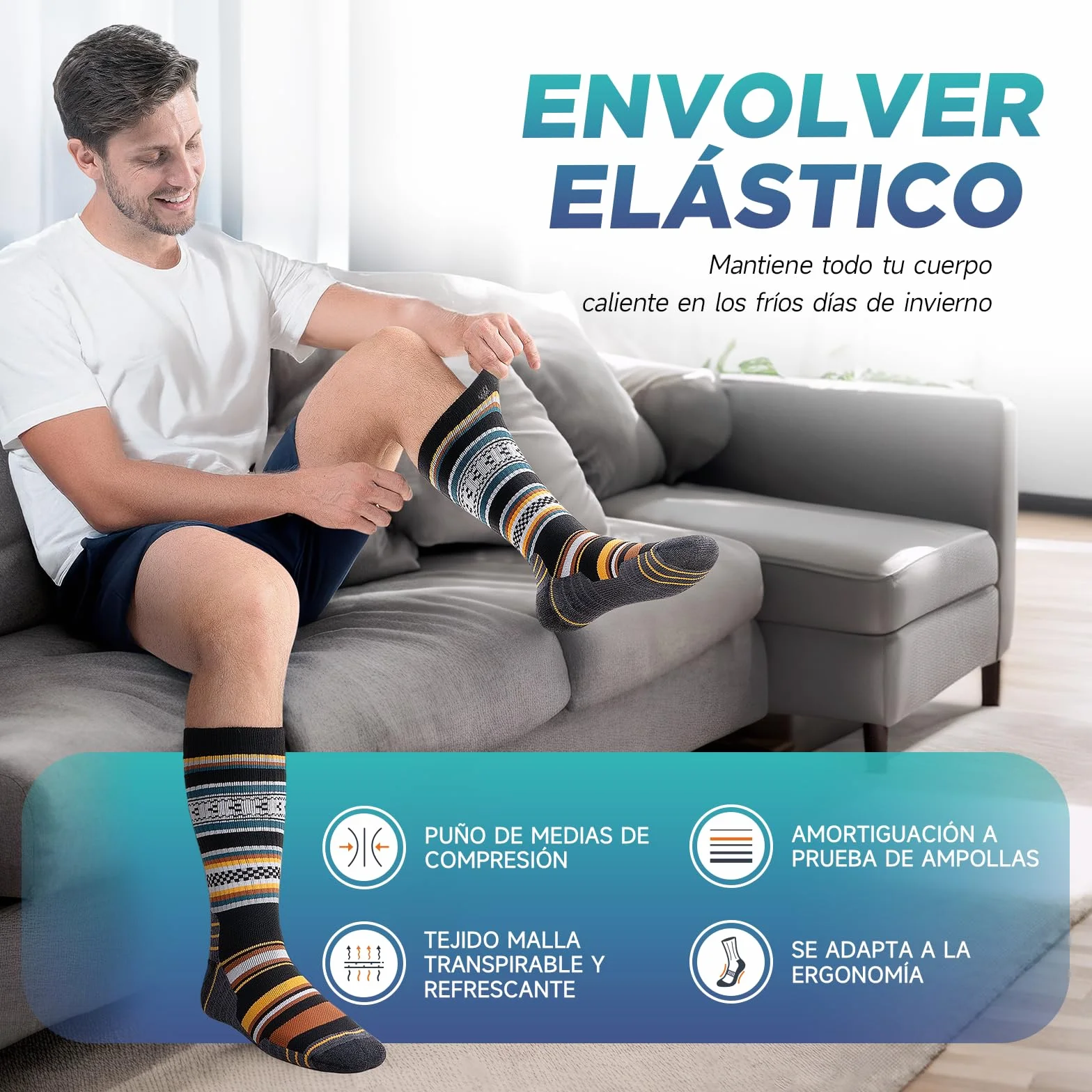 Calcetines Térmicos de Lana Merino para Hombre Invierno Trekking