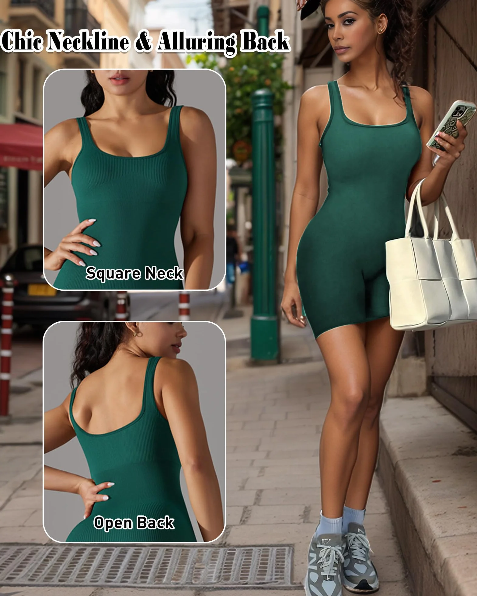 Merlvida Mono Deportivo Mujer Corto Jumpsuit sin Costuras Sexy Push Up Una Sola Pieza Ropa Deportiva para Gimnasio Yoga Fitness