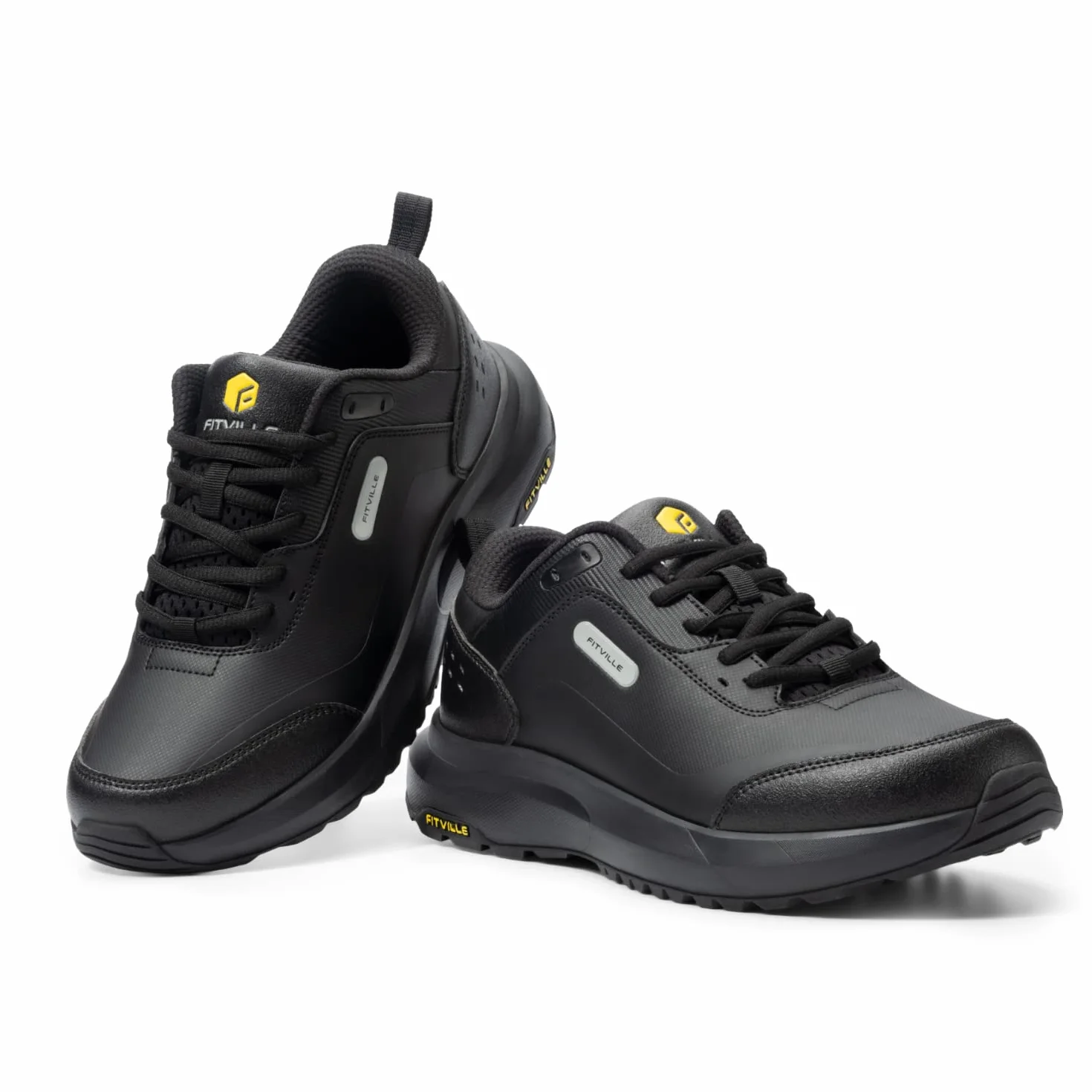 FitVille Zapatos de Senderismo Extra Anchos Impermeables para Hombres con Soporte para Arco