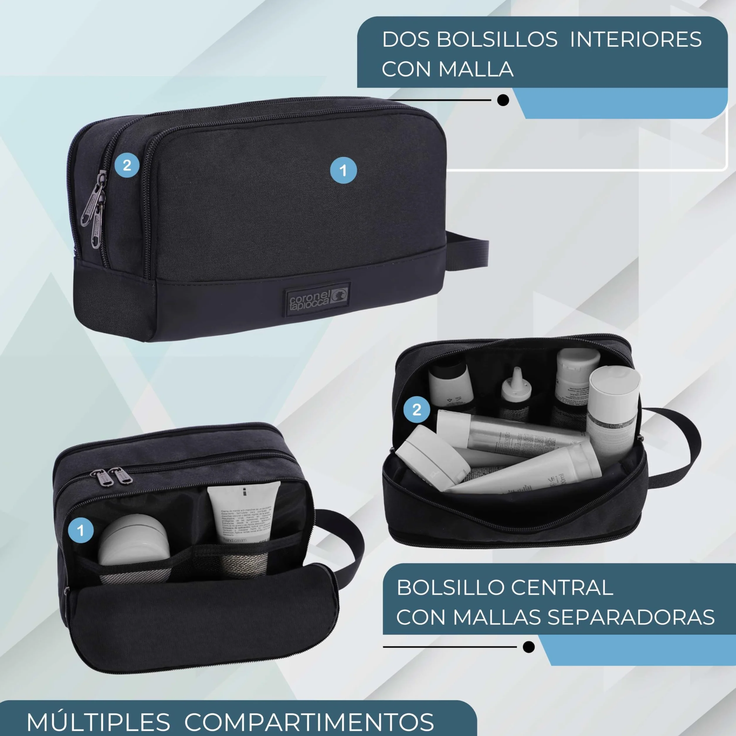 Coronel Tapiocca Neceser Viaje Hombre Bolsa Aseo compacta 3 Compartimentos