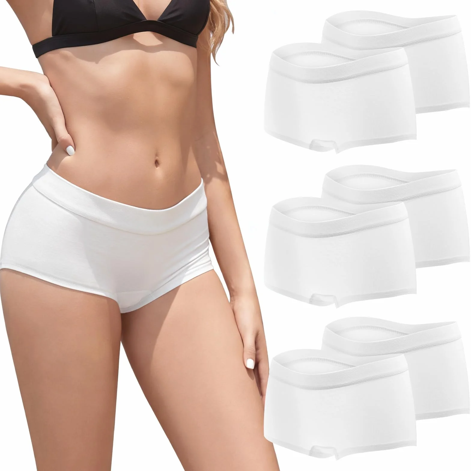 Pack de 6 Boxer Mujer Algodón Ropa Interior Boxers Short Corto Elástico