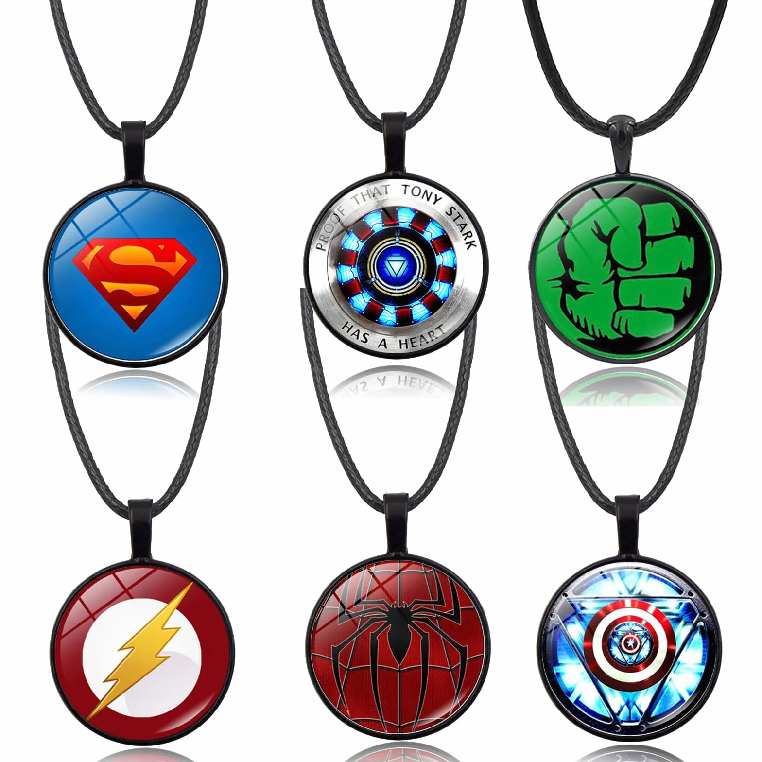 The Avengers Collana Superheroes Collares Collar con Colgante Accesorios 6pcs Anime Personaje Regalo Niños