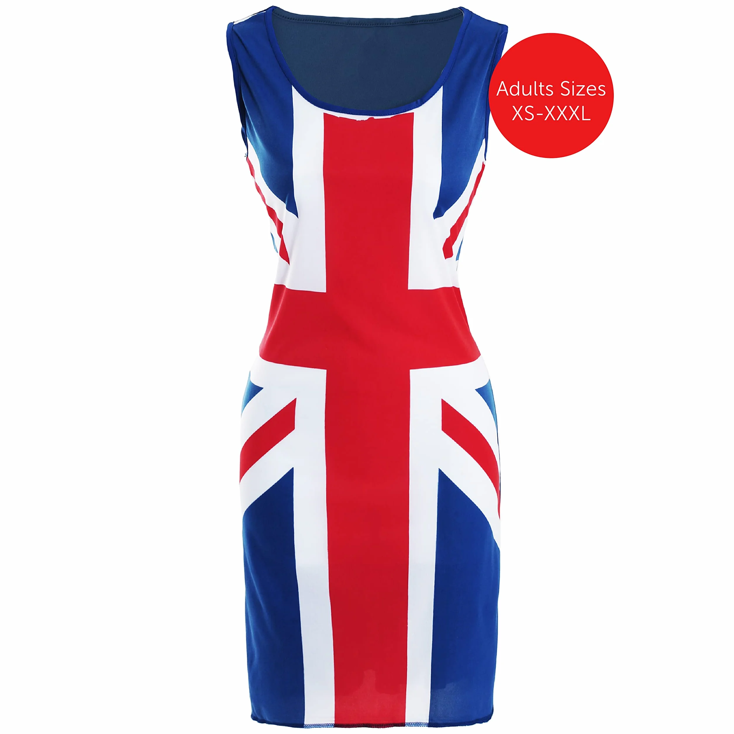 Vestido clásico Reino Unido mujer rojo blanco azul Brit Pop Fancy Dress