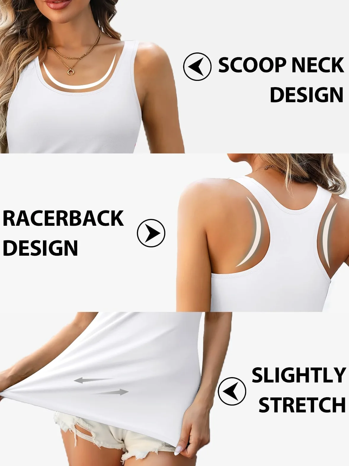 Charmo Camiseta sin Mangas para Mujer con Brasier de Espalda Cruzada para Entrenamiento y Yoga